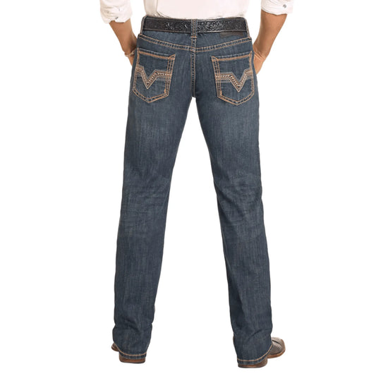 Slim Fit Thick Stitch Straight Leg Jeans - Men Rock&Roll Jean BM1RD04824 - El Rodeo Western Boutique