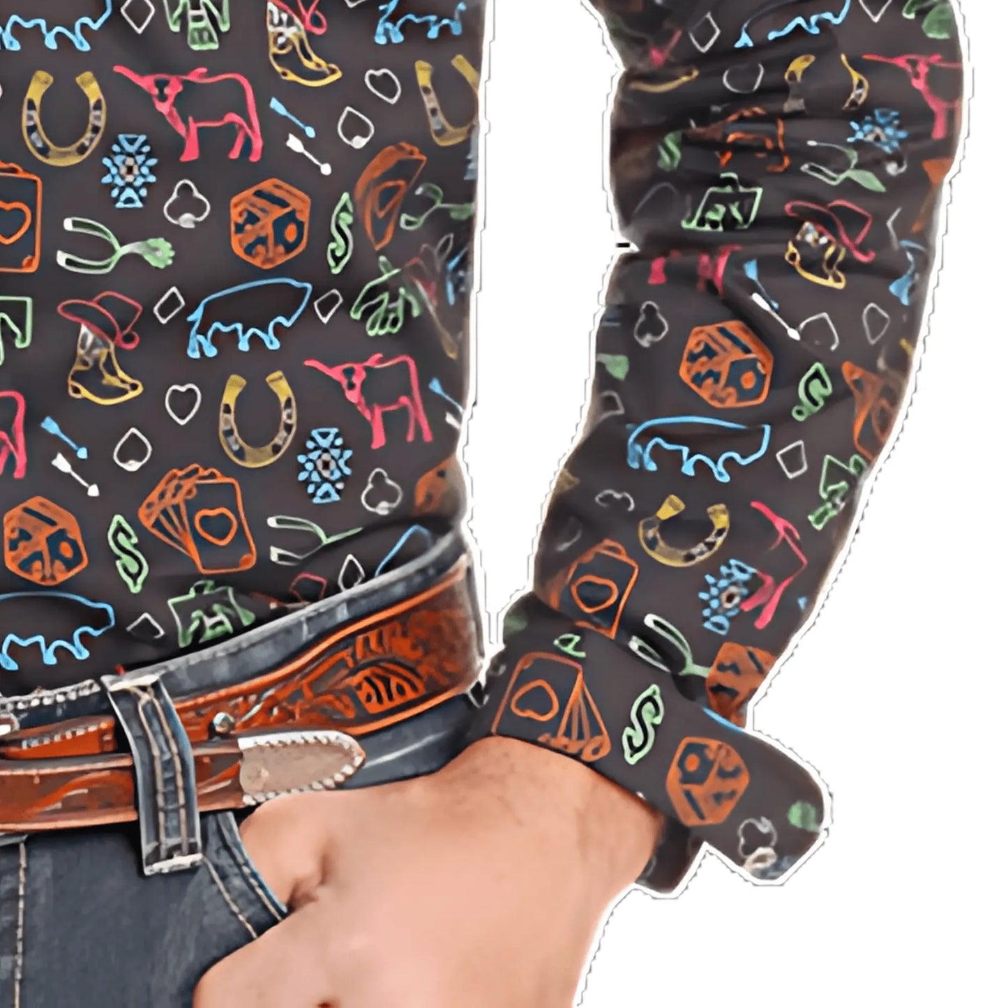 Panhandle Men's Neon Novelty Print Snap Shirt - RMN2S03847 - El Rodeo Western Boutique