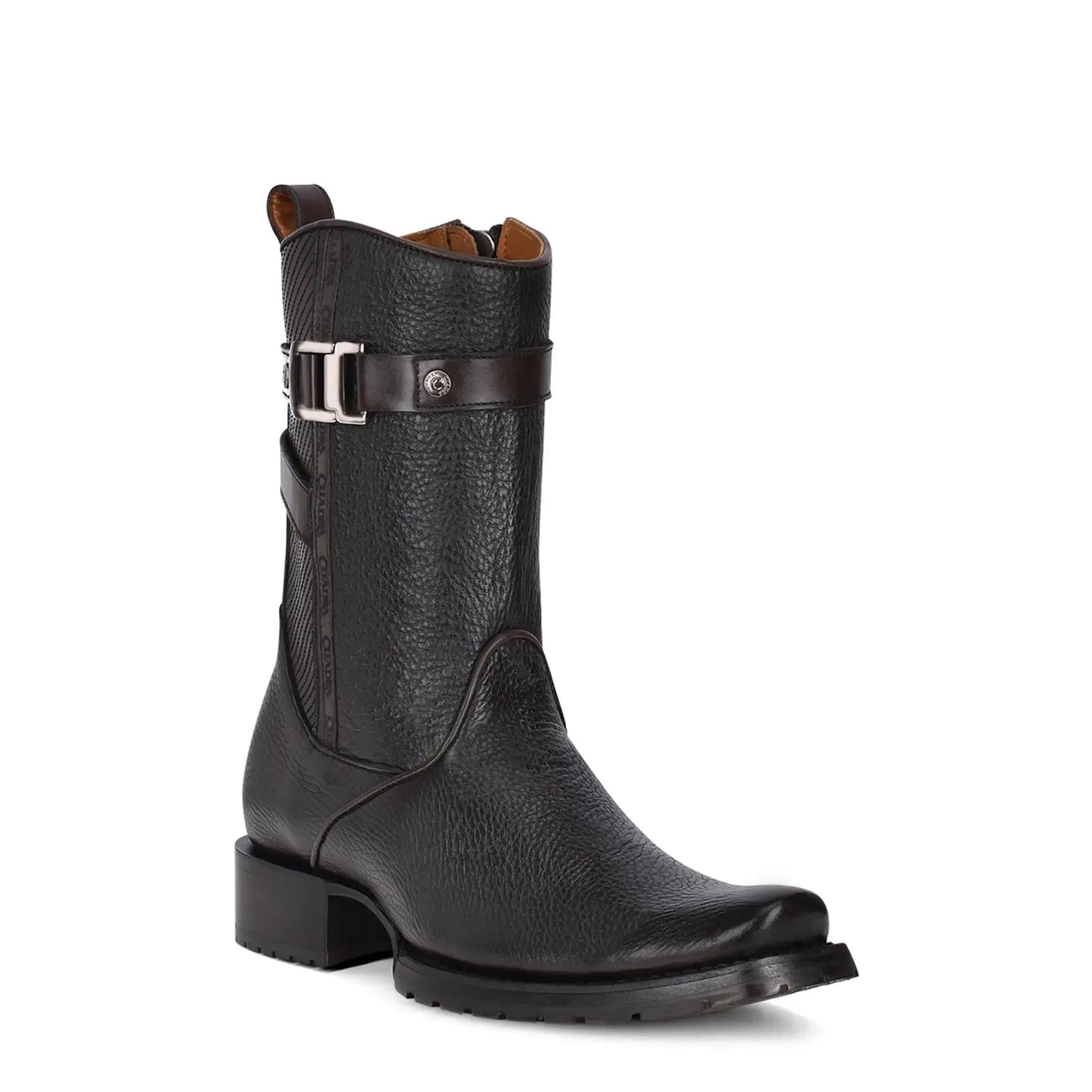 Men’s Western Footwear: Black Cowboy Boots, Bovine, Slip-On with Zipper - Men Cuadra Boot CU630 - El Rodeo Western Boutique