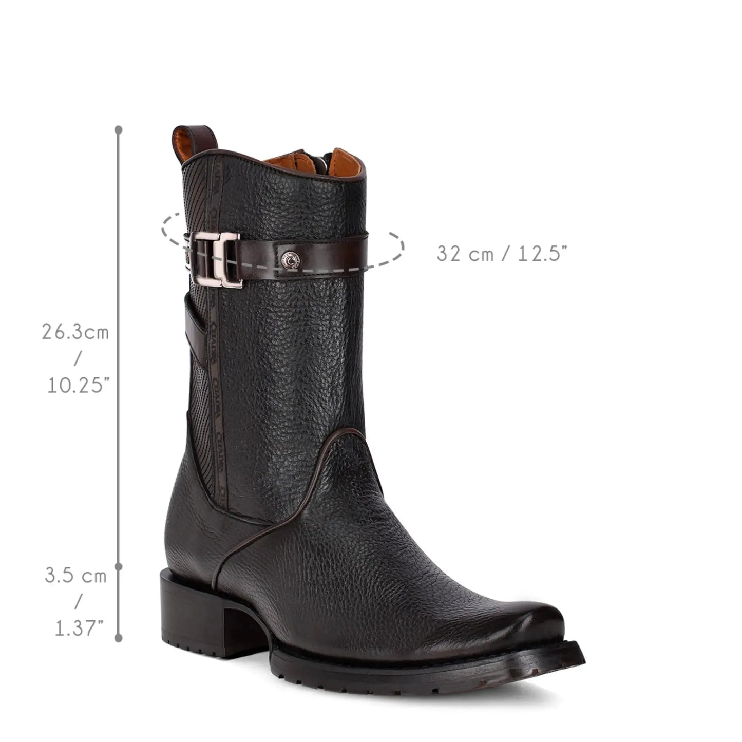 Men’s Western Footwear: Black Cowboy Boots, Bovine, Slip-On with Zipper - Men Cuadra Boot CU630 - El Rodeo Western Boutique