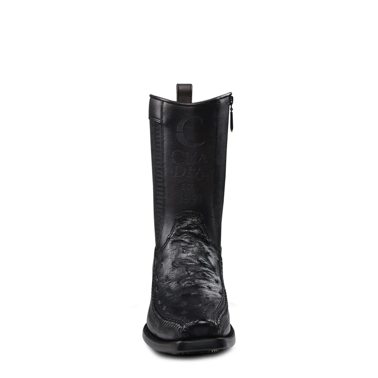 Full Quill Ostrich Skin Cowboy Boots – Black Leather, Easy Closure - Men Cuadra Boot CU802 - El Rodeo Western Boutique
