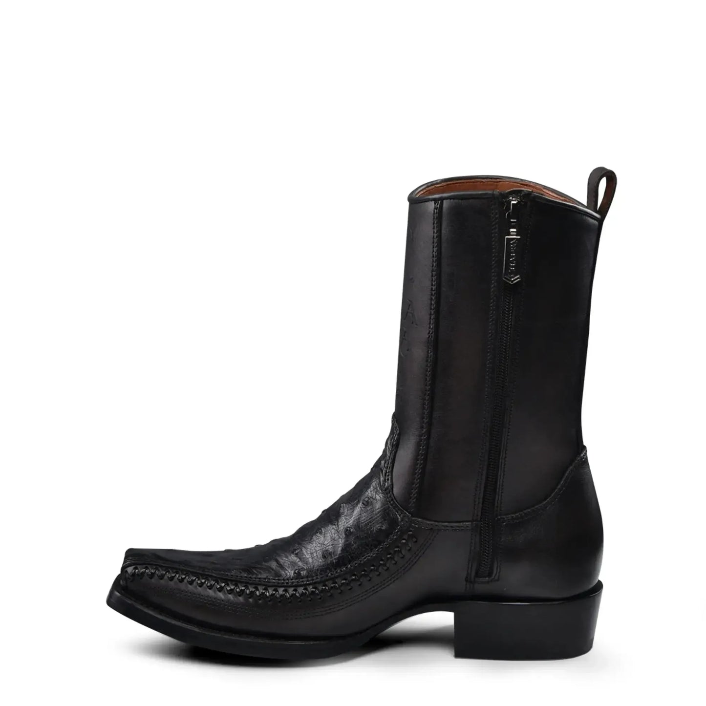 Full Quill Ostrich Skin Cowboy Boots – Black Leather, Easy Closure - Men Cuadra Boot CU802 - El Rodeo Western Boutique