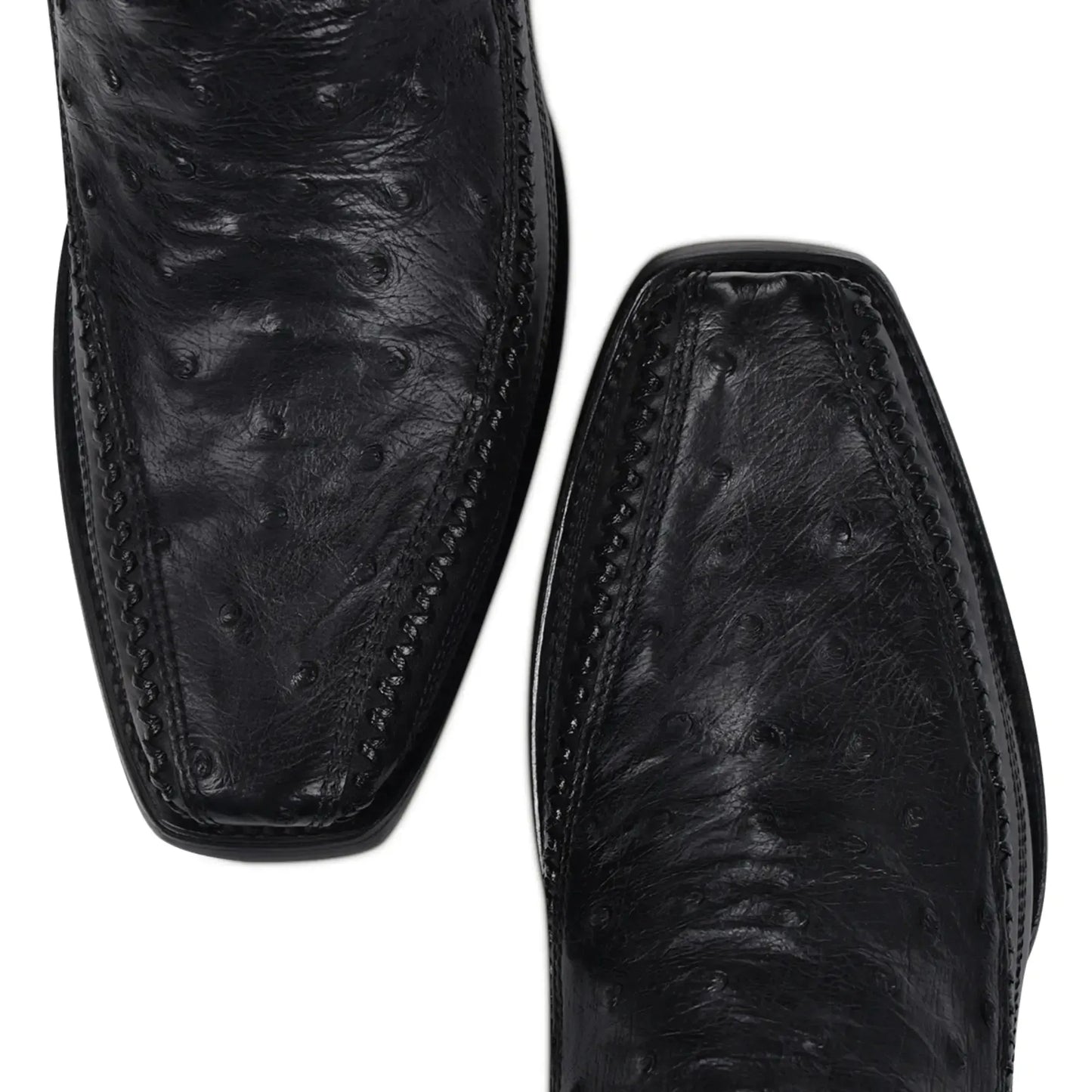 Full Quill Ostrich Skin Cowboy Boots – Black Leather, Easy Closure - Men Cuadra Boot CU802 - El Rodeo Western Boutique