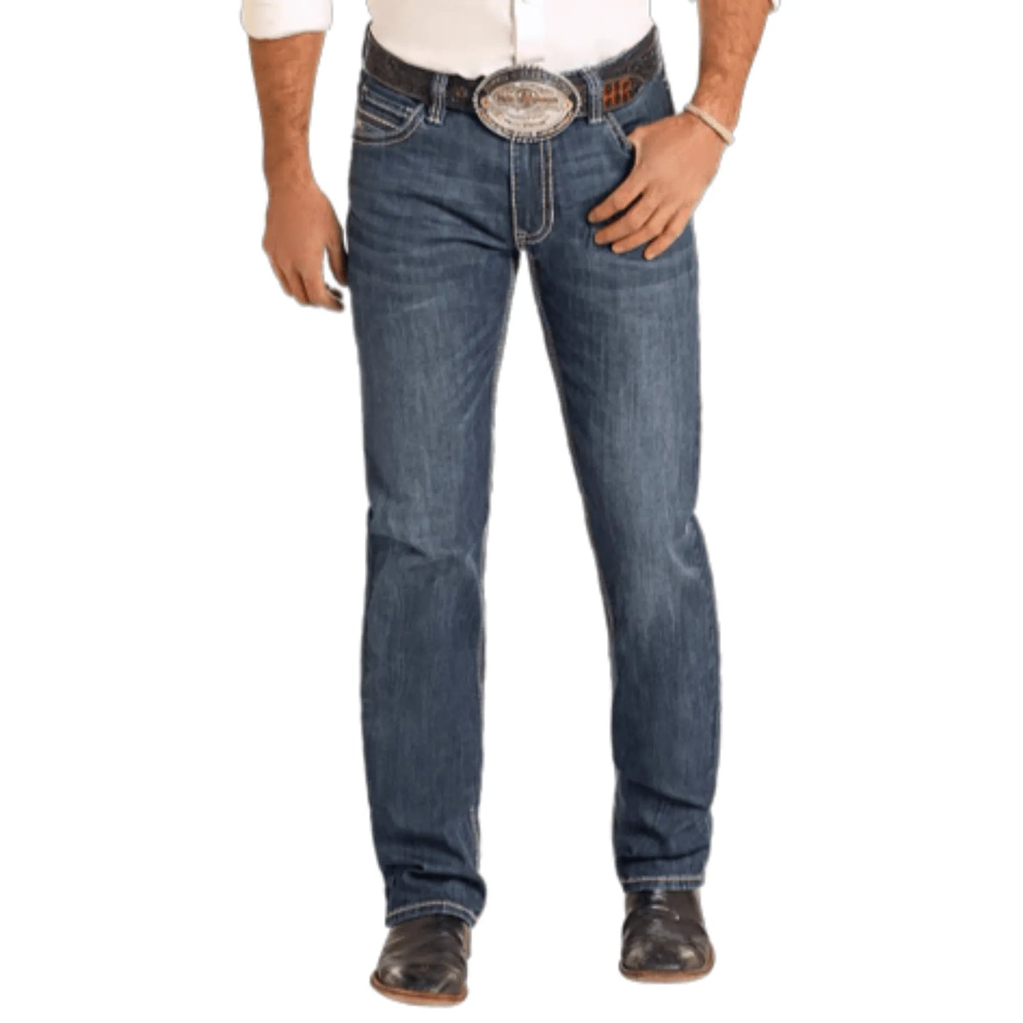 Slim Fit Raised Stitch Straight Leg Jeans - Men Rock&Roll Jean BM1RD04827 - El Rodeo Western Boutique