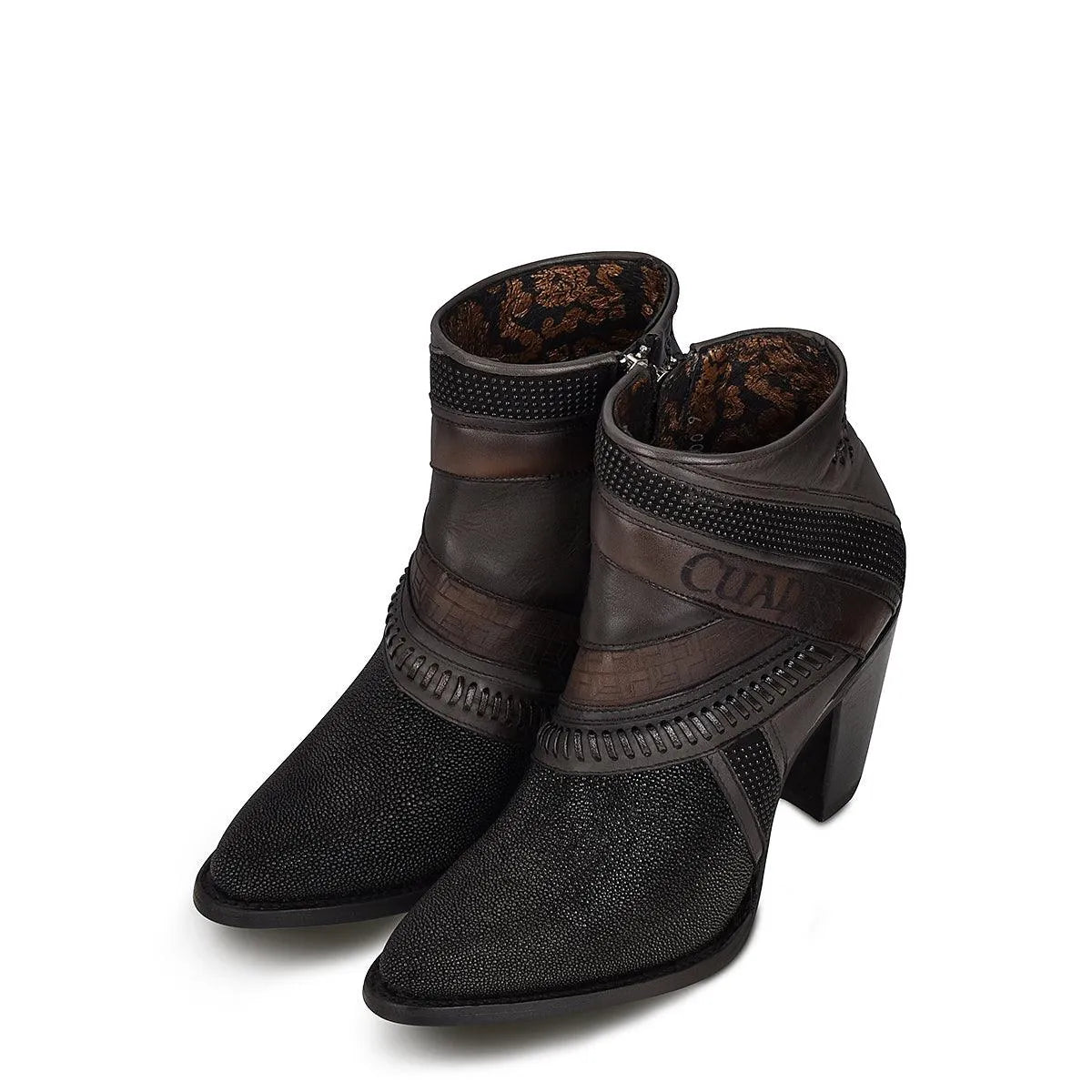 Ladies' Black Leather Boots with Stingray - Timeless Luxury & Supreme Comfort - Women Cuadra Boot CU618 - El Rodeo Western Boutique