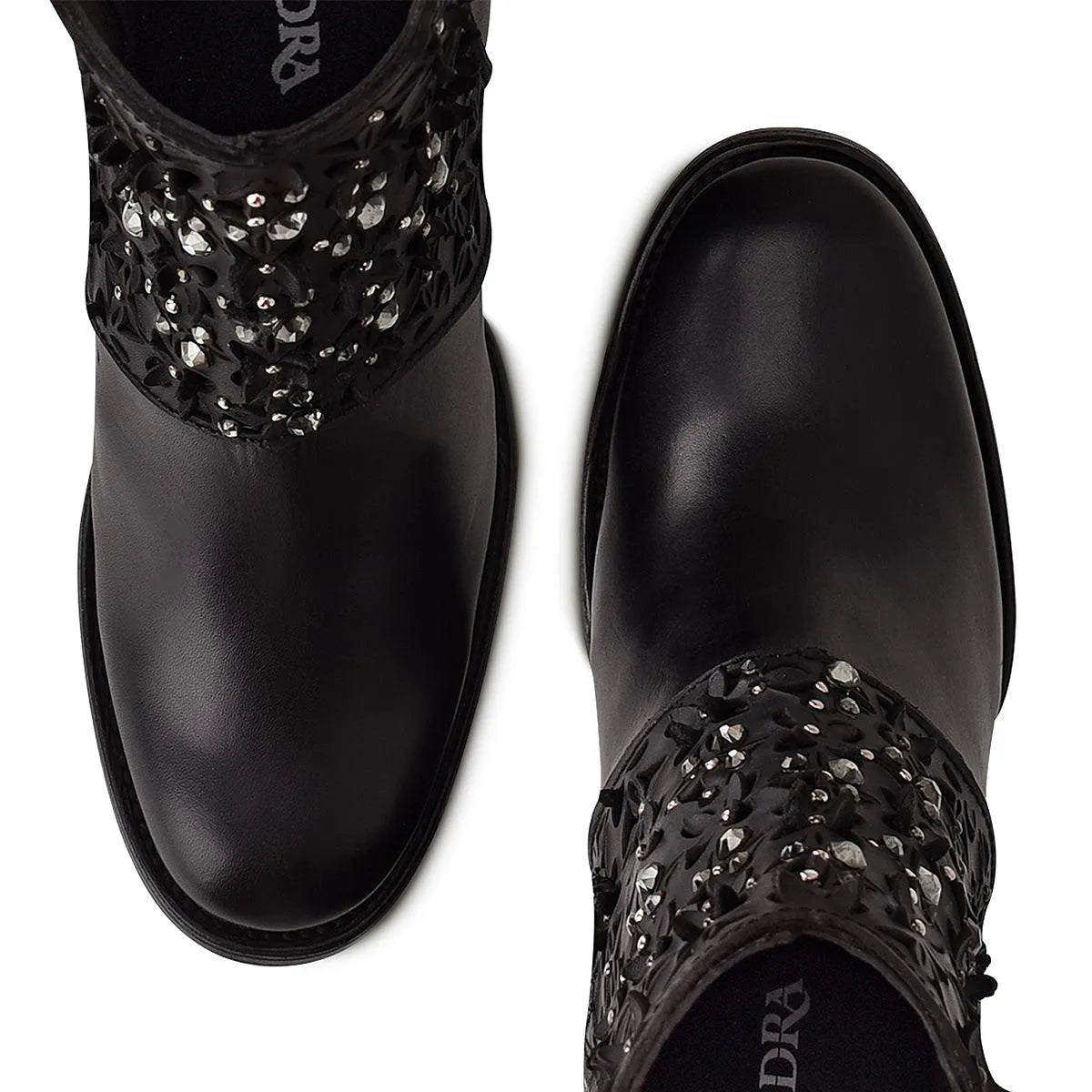 Cuadra Ladies Black Leather Bootie – Chic Design with Austrian Crystal Harness & Comfort - Women Cuadra Boot CU439 - El Rodeo Western Boutique
