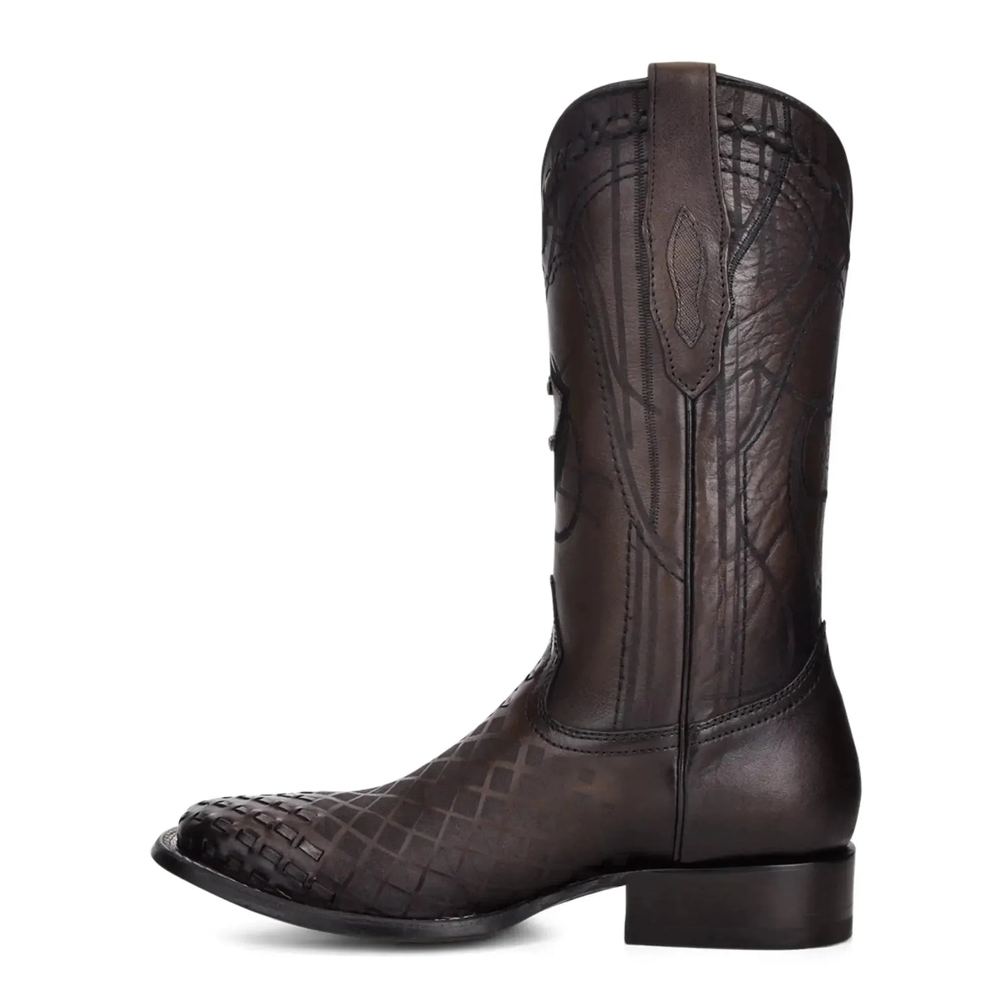 Western Black Cowboy Boots – Bovine Leather Calf High Boot with Straps - Men Cuadra Boot CU676 - El Rodeo Western Boutique