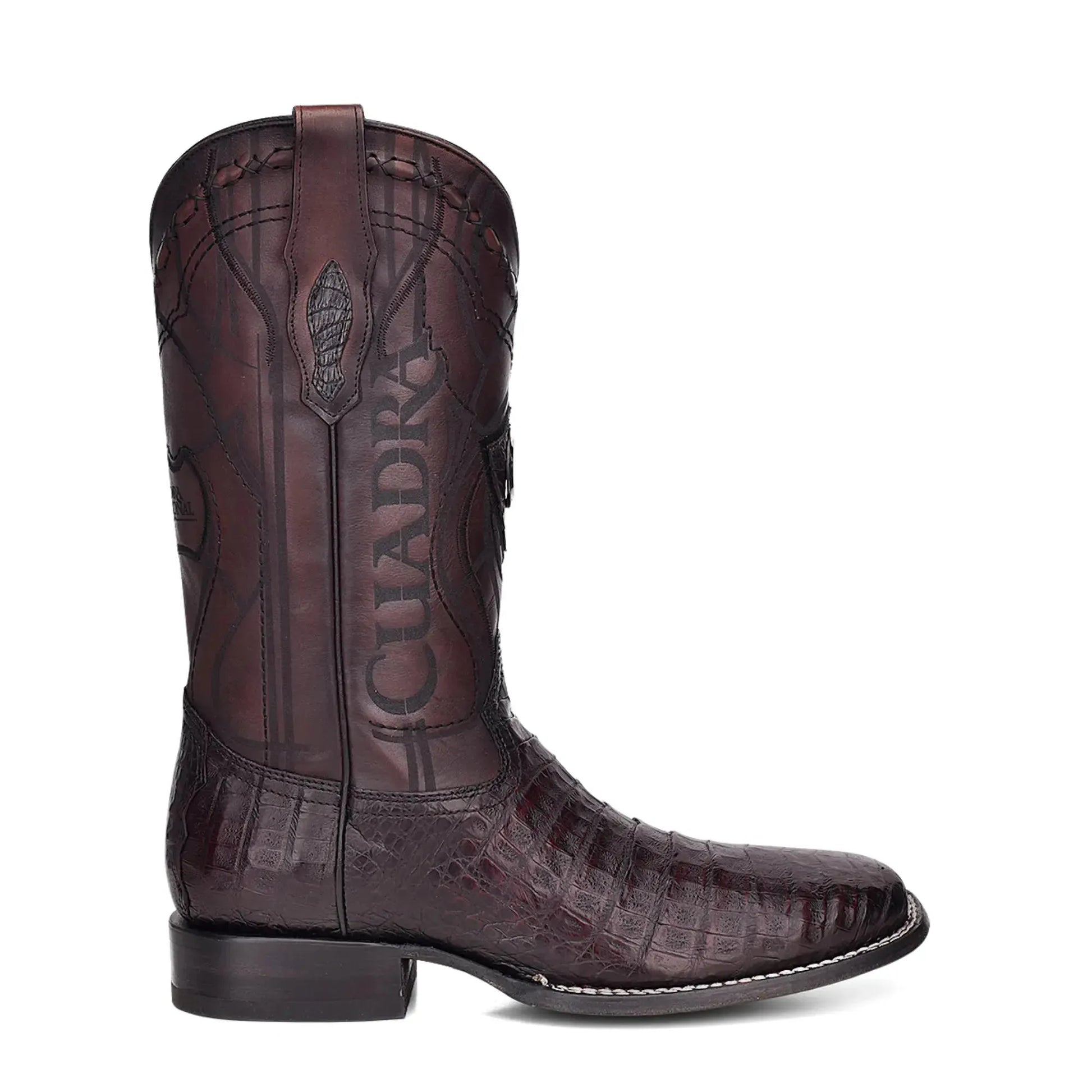 Men’s Black Exotic Skin Boots – Wide Square Toe Calf High Footwear - Men Cuadra Boot CU465 - El Rodeo Western Boutique