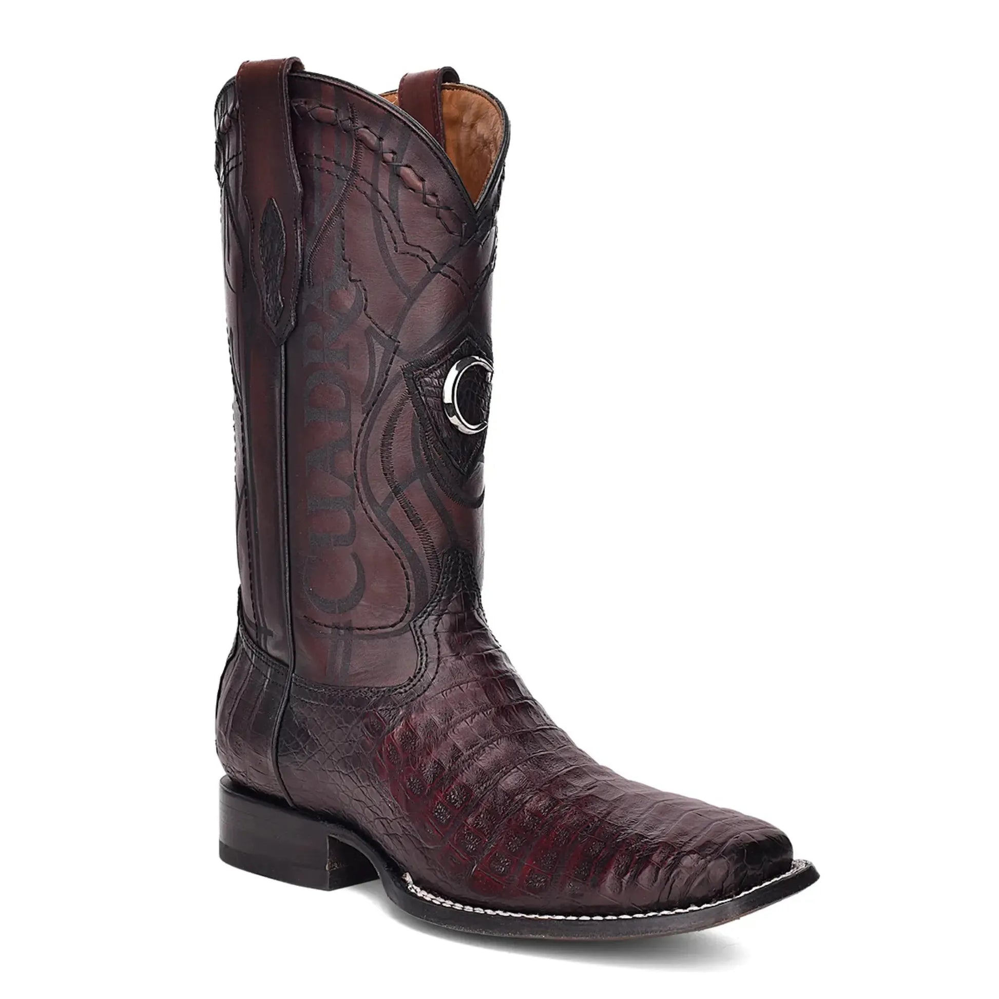 Men’s Black Exotic Skin Boots – Wide Square Toe Calf High Footwear - Men Cuadra Boot CU465 - El Rodeo Western Boutique