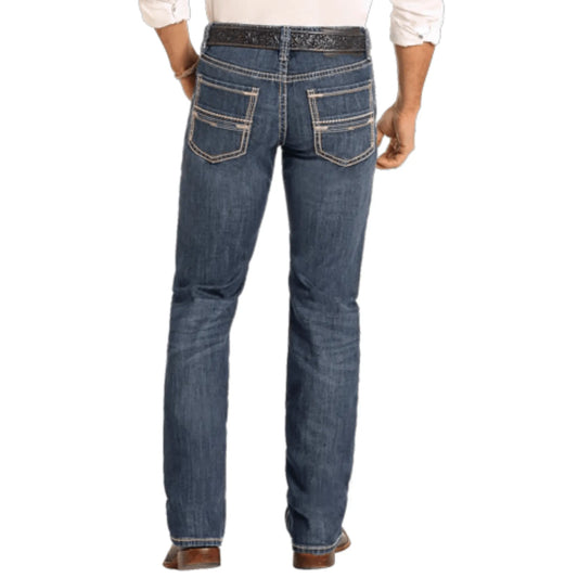 Slim Fit Raised Stitch Straight Leg Jeans - Men Rock&Roll Jean BM1RD04827 - El Rodeo Western Boutique