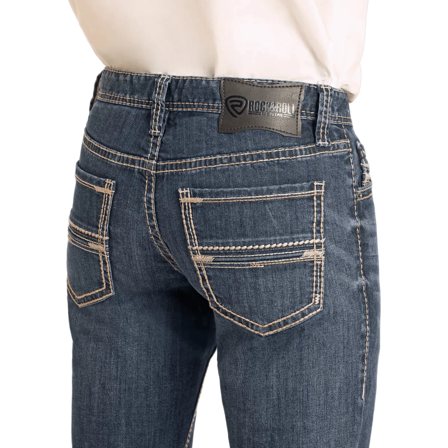 Slim Fit Raised Stitch Straight Leg Jeans - Men Rock&Roll Jean BM1RD04827 - El Rodeo Western Boutique