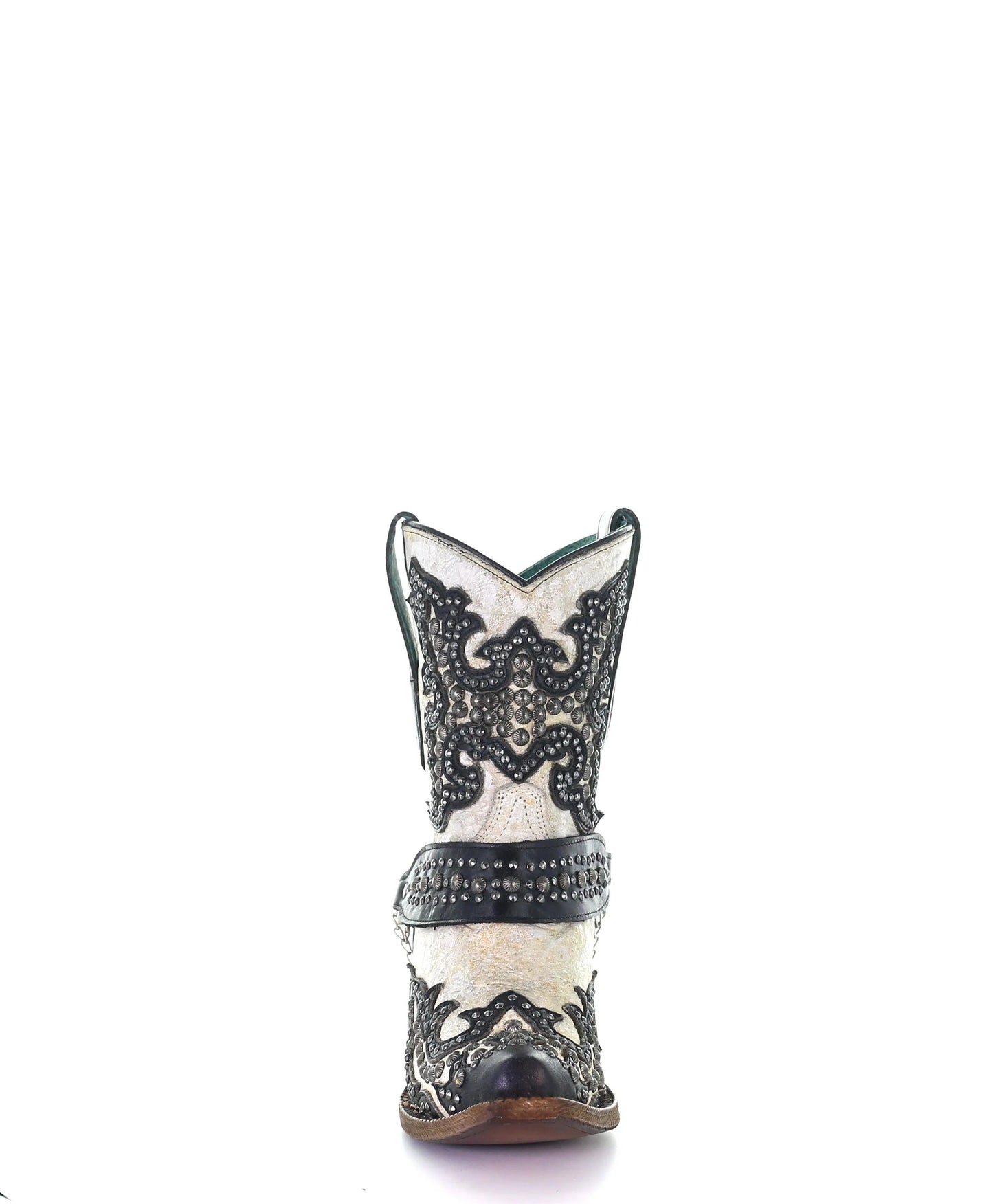 Corral Ladies White With Black Overlay Embroidery & Stud Boots A3973 - El Rodeo Western Boutique
