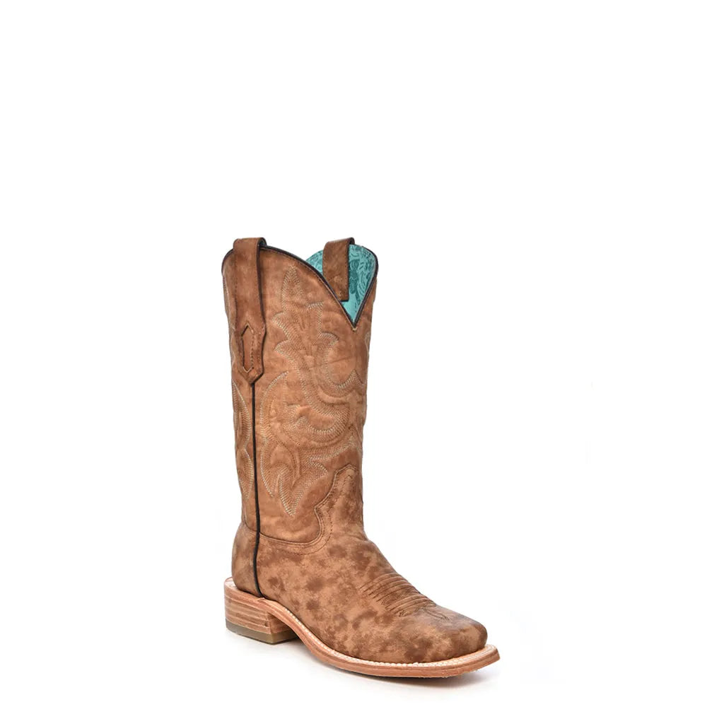 Light Brown Women Cowboy Boots Square Toe – Perfect for All-Day Comfort - Women Corral Boots A4143