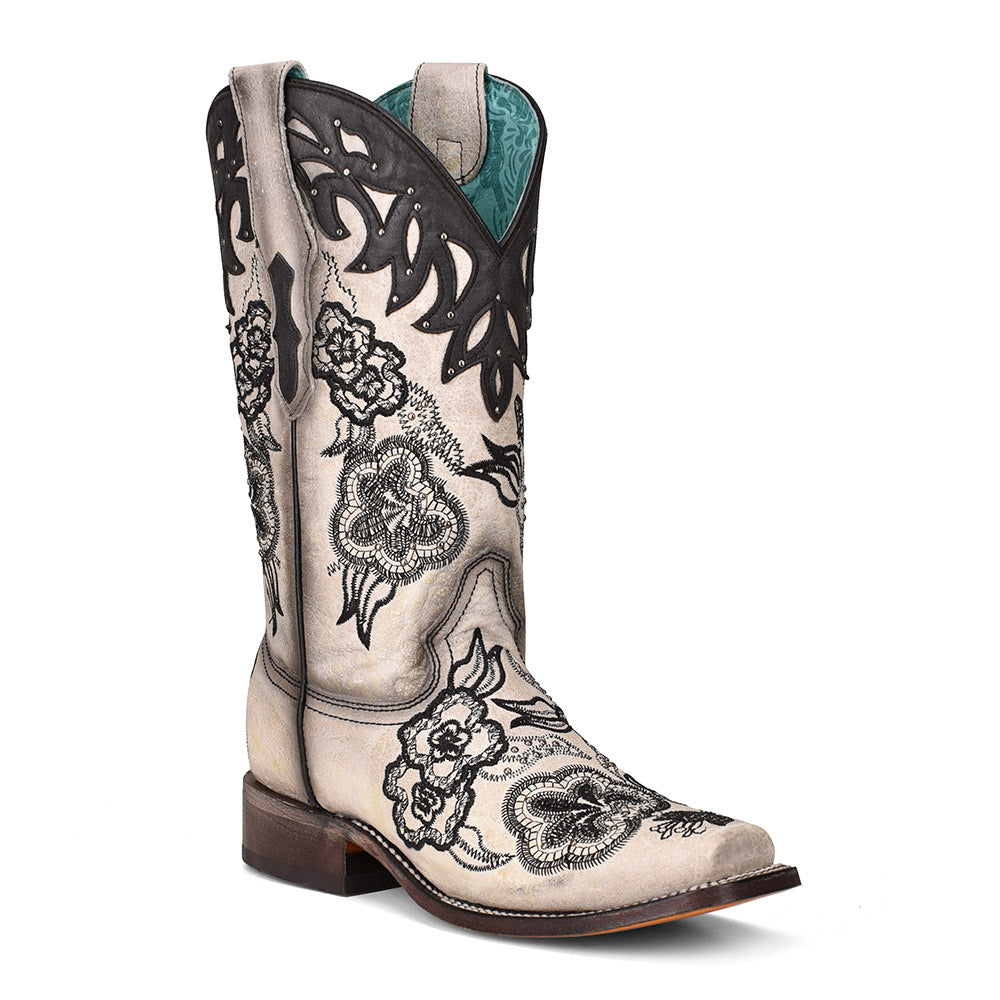 Cowhide Boots, Square Toe - Women Corral Boots A4163