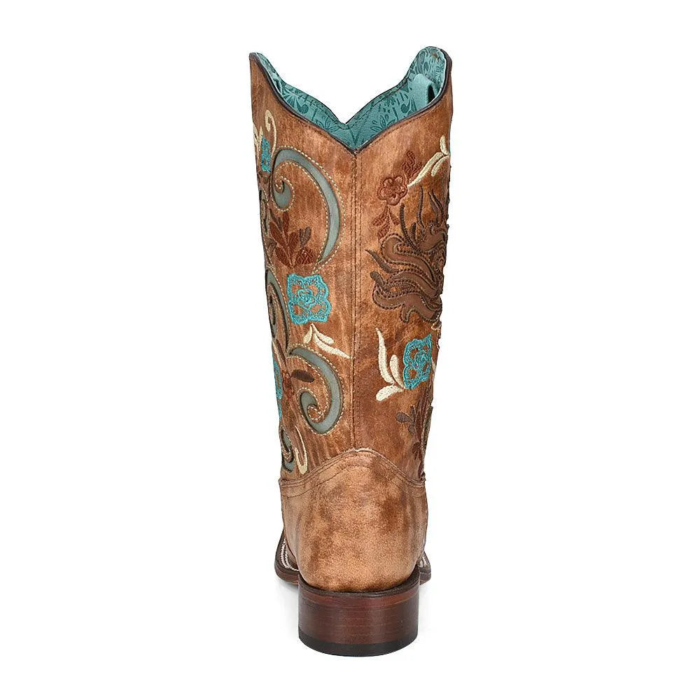 Comfort Meets Style: Women's Cowboy Boots with Floral & Horse-Inspired Details - Corral Boots A4266 - El Rodeo Western Boutique