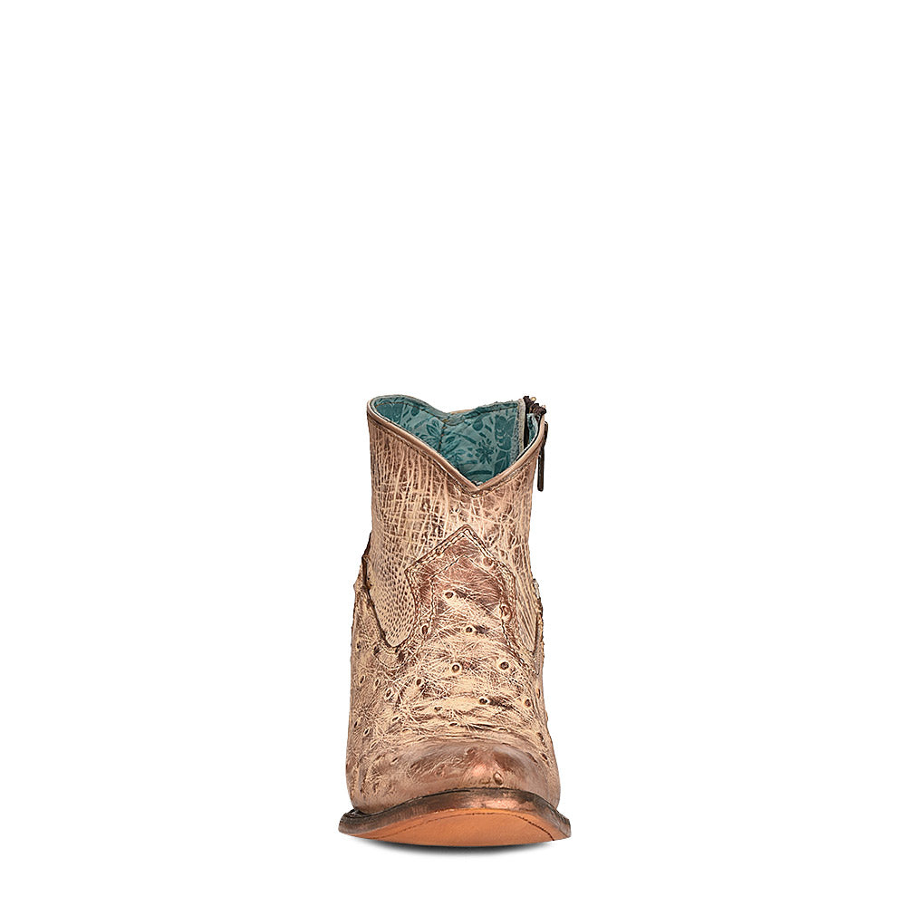 Ostrich Boots, Pointed Toe - Women Corral Ankle Boots A4393