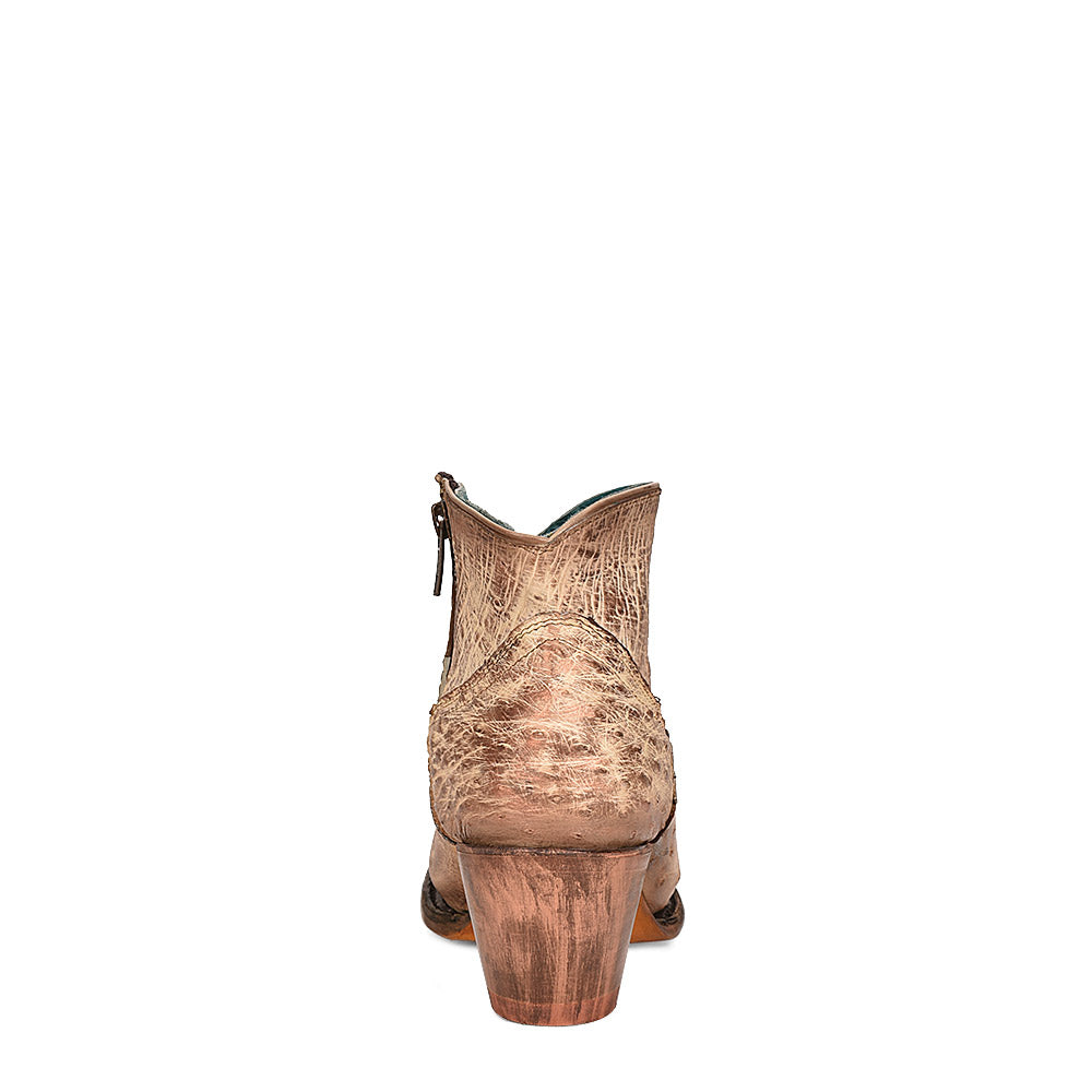Ostrich Boots, Pointed Toe - Women Corral Ankle Boots A4393