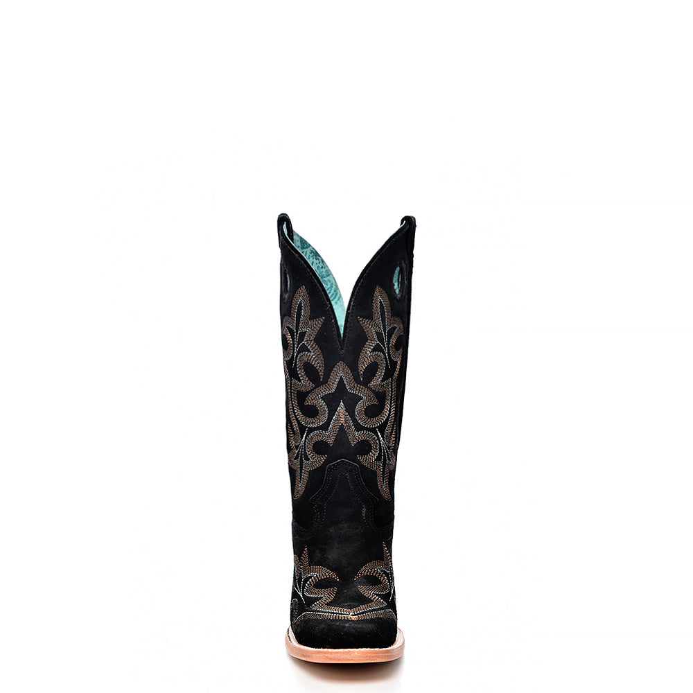 Suede Cowhide Boots, Square Toe - Women Corral Boots A4476
