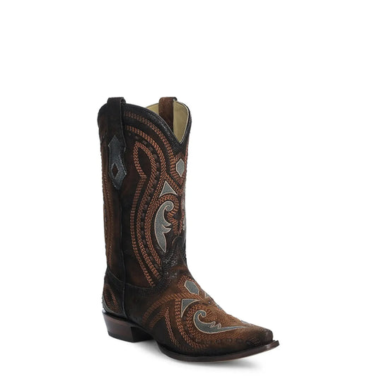 Brown Suede Boots for Men – Western Style Slip On Leather Calf High Footwear - Men Corral Boots A4661 - El Rodeo Western Boutique