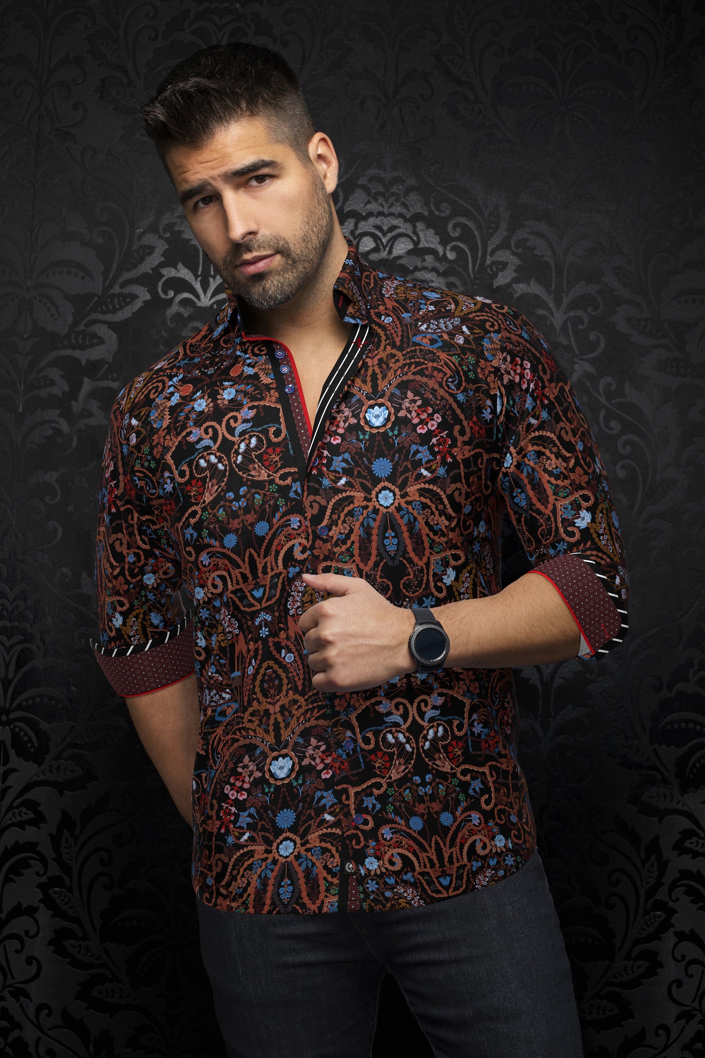 Men Au Noir Woven Shirt Aberdeen Rust