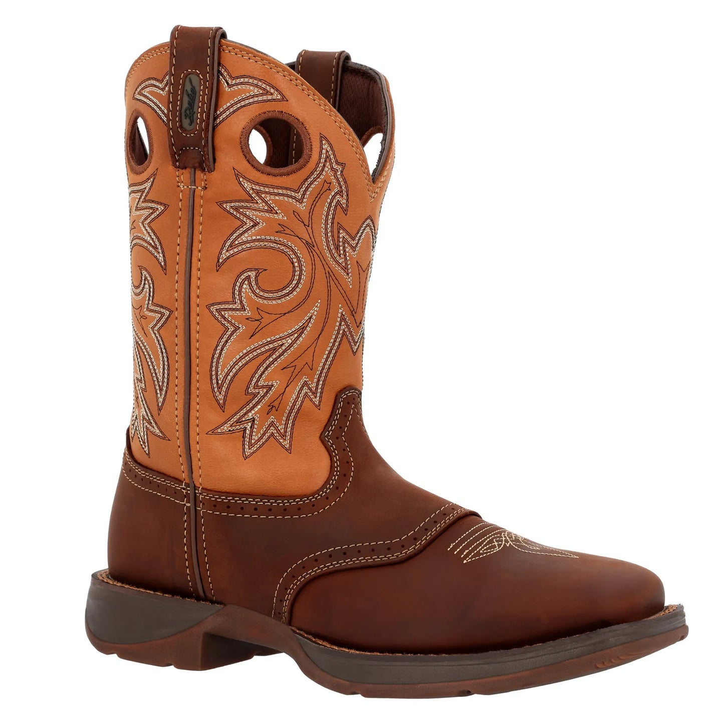 Brown Leather Cowboy Boots – Wide Square Toe, Pull-On, Mid-Calf - Men Durango Boot DB4442 - El Rodeo Western Boutique