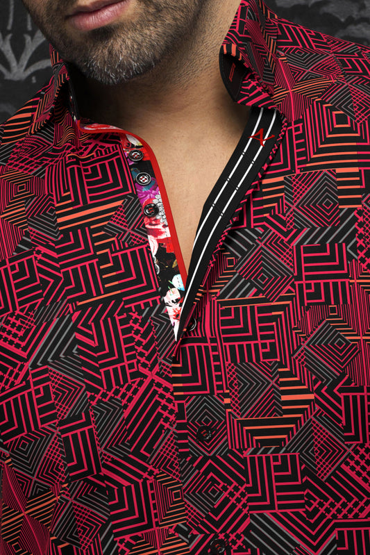 Men Au Noir Woven Shirt Arienzo Red