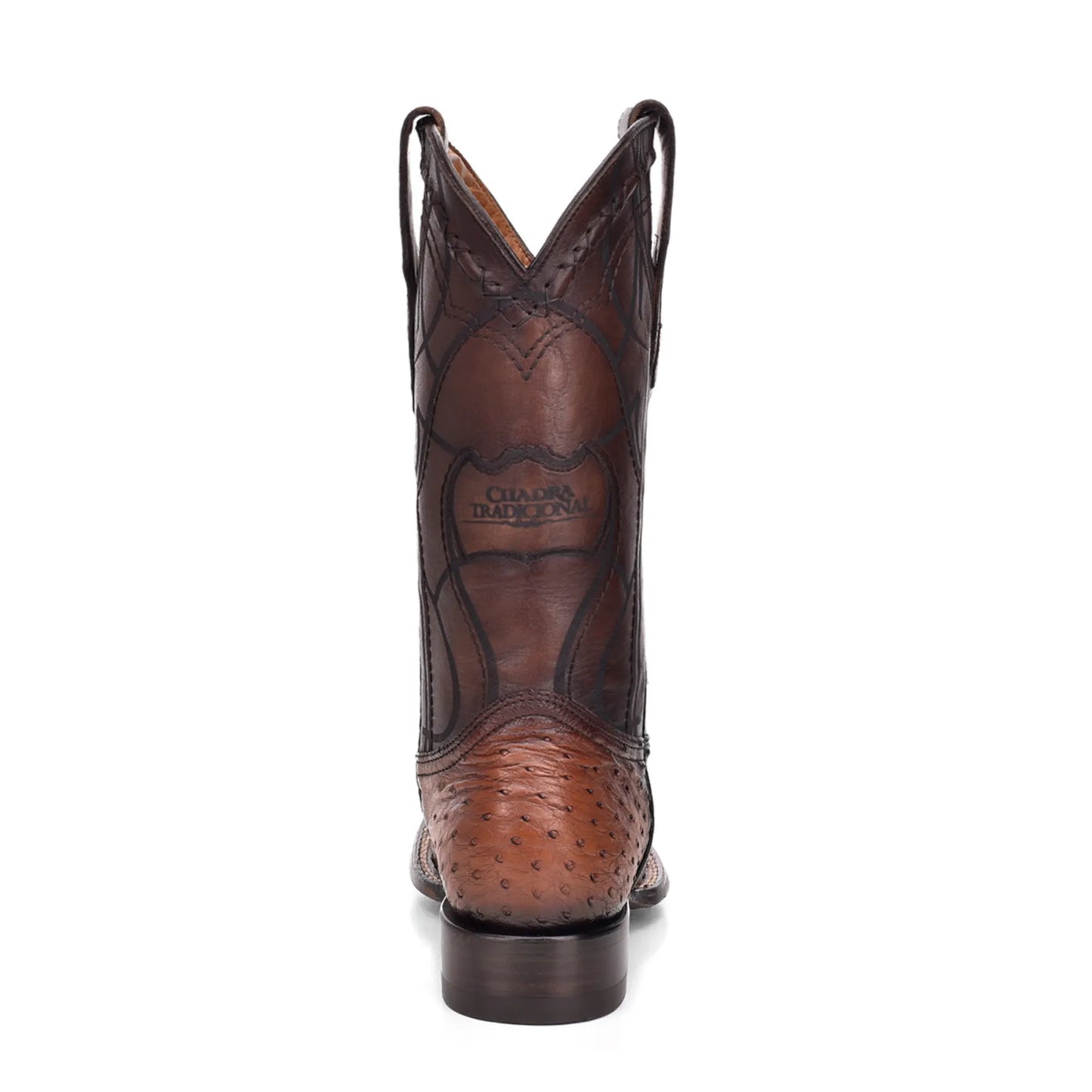 Wide Square Toe Ostrich Boots – Men’s Brown Leather, Calf High Western - Men Cuadra Boot CU457 - El Rodeo Western Boutique