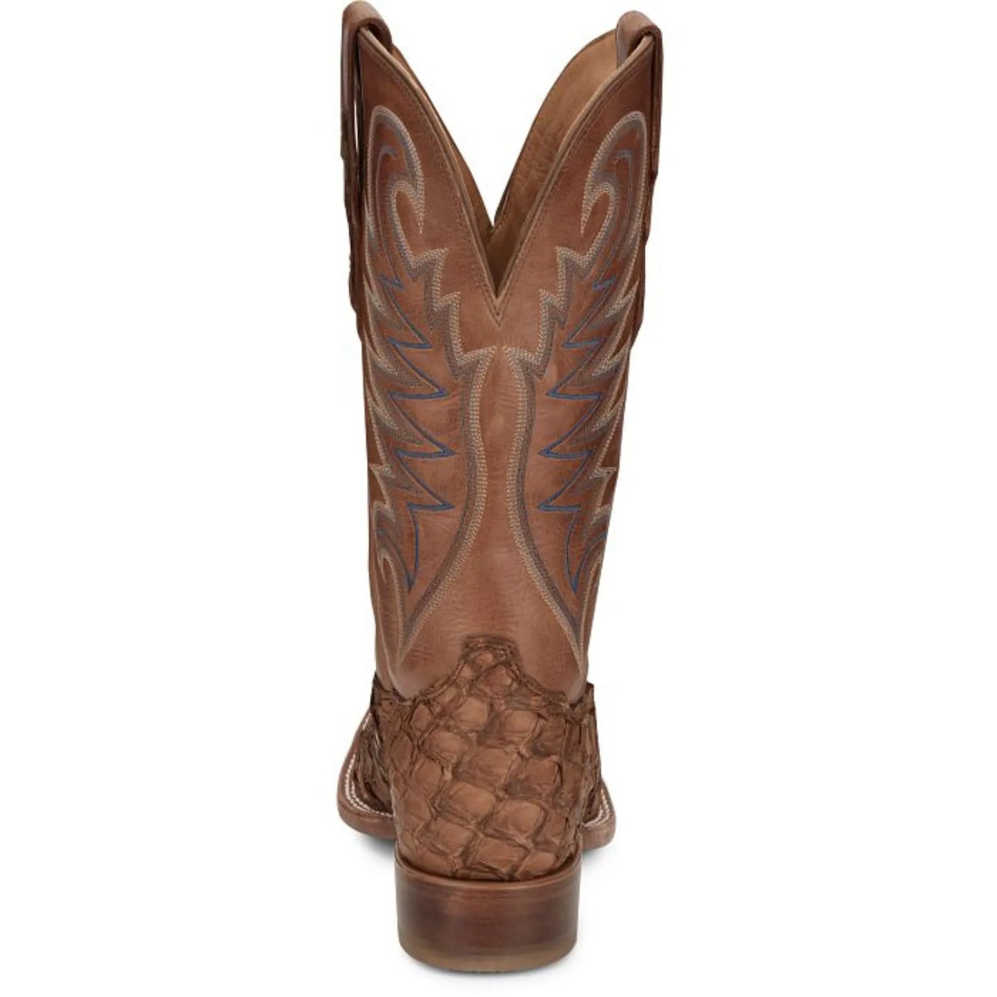 Western Pirarucu Fish Boots – Brown Leather, Square Toe, Pull-Up Straps - Men Tony Lama EP8271 - El Rodeo Western Boutique