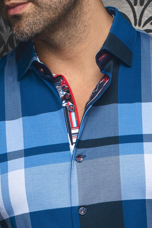 Men Au Noir Knit Shirt Beethoven Blue