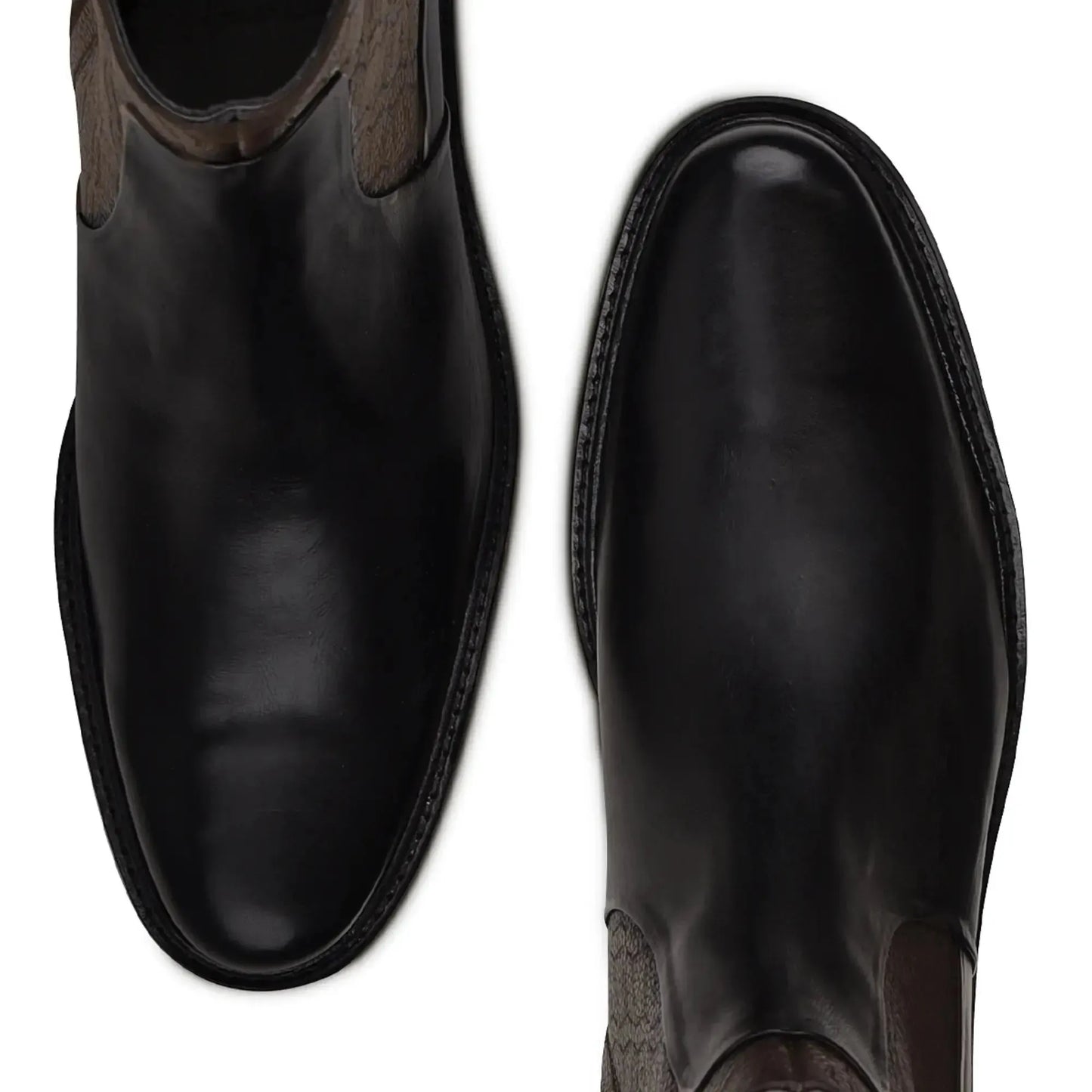 Round Toe Men’s Leather Ankle Boot – Dual Tone Chelsea with Zipper - Men Cuadra Boot FC599 - El Rodeo Western Boutique