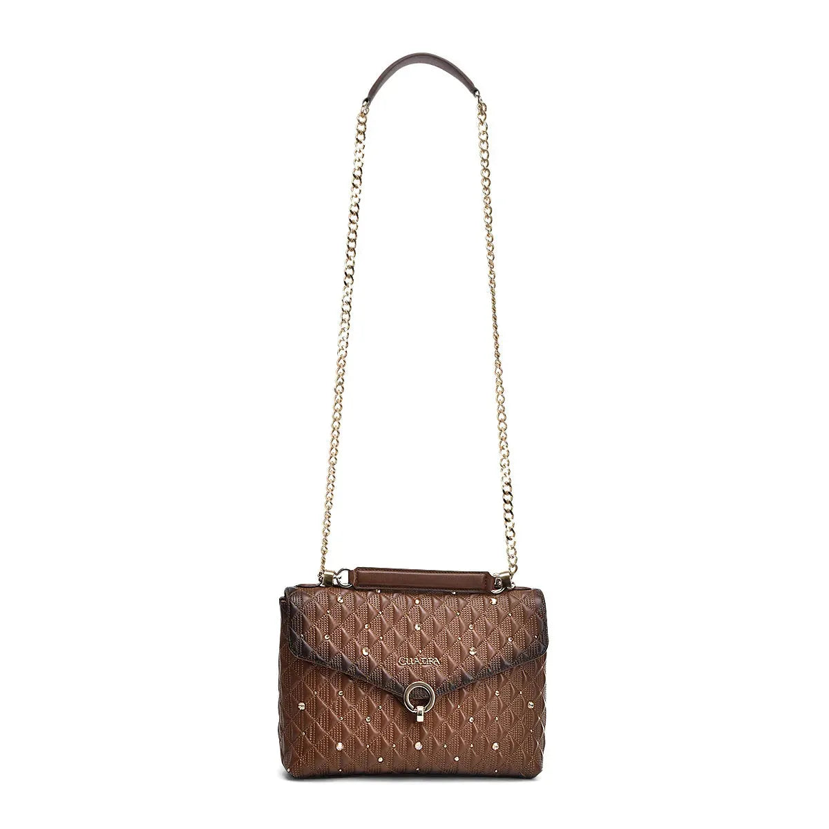 Women's Brown Leather Shoulder Bag with Premium Details and Versatility - Women Cuadra Bag DU585 - El Rodeo Western Boutique