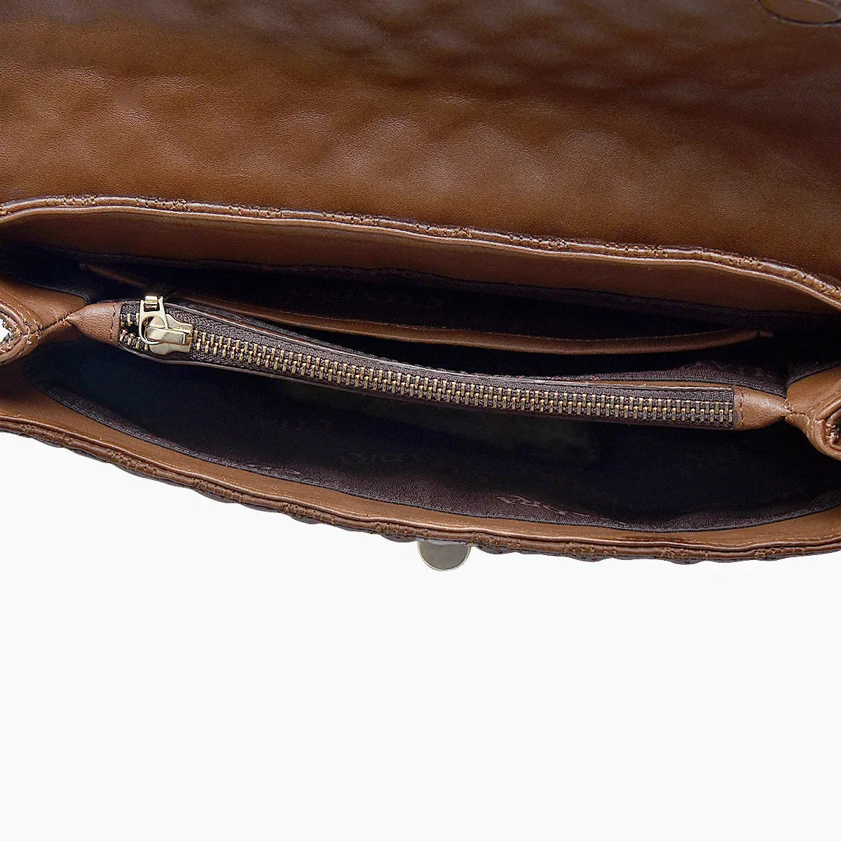 Women's Brown Leather Shoulder Bag with Premium Details and Versatility - Women Cuadra Bag DU585 - El Rodeo Western Boutique