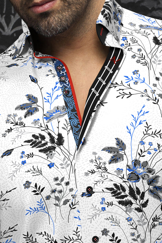 Men Au Noir Knit Shirt Brenner White Royal