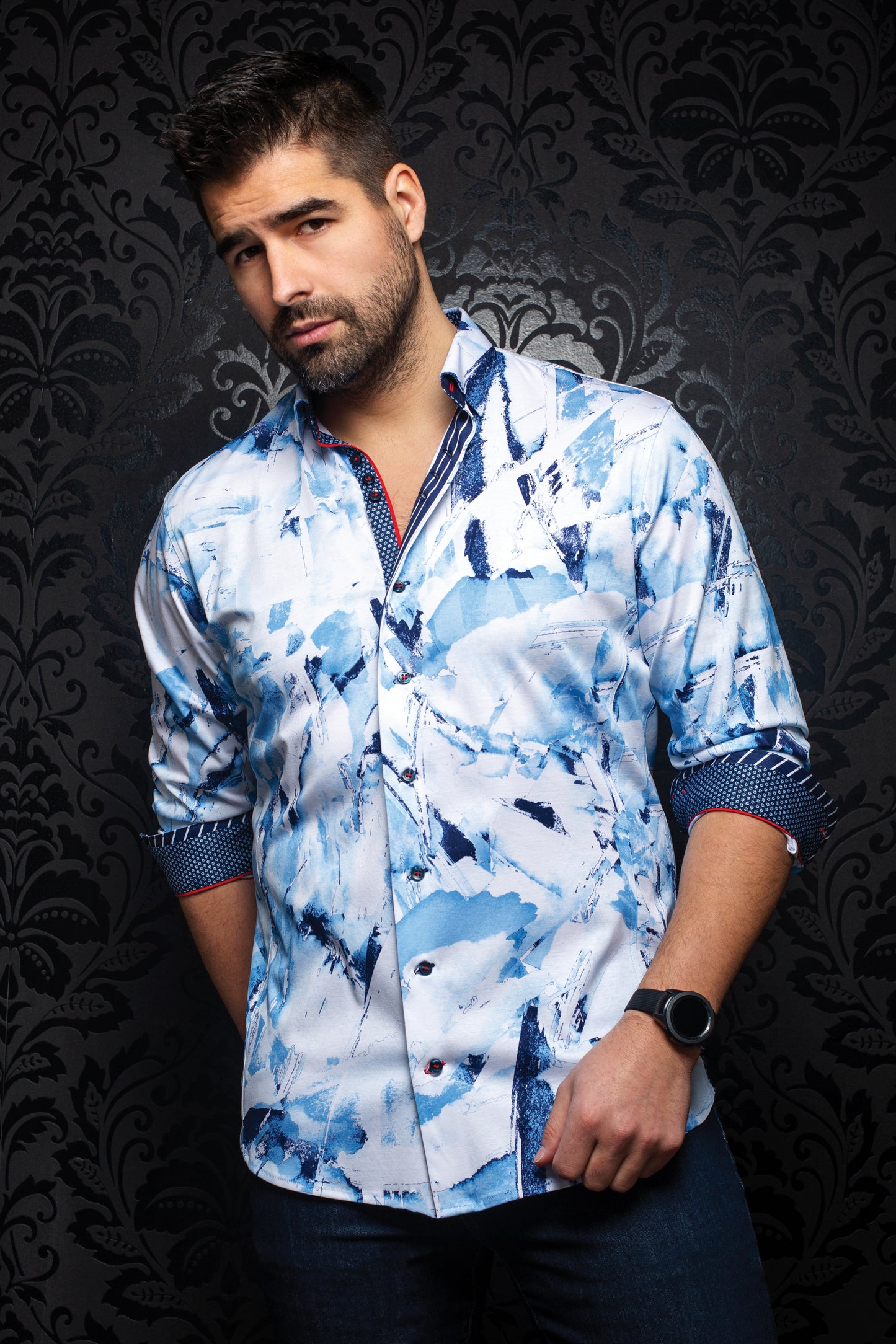 Men Au Noir Knit Shirt Brisbane Light Blue