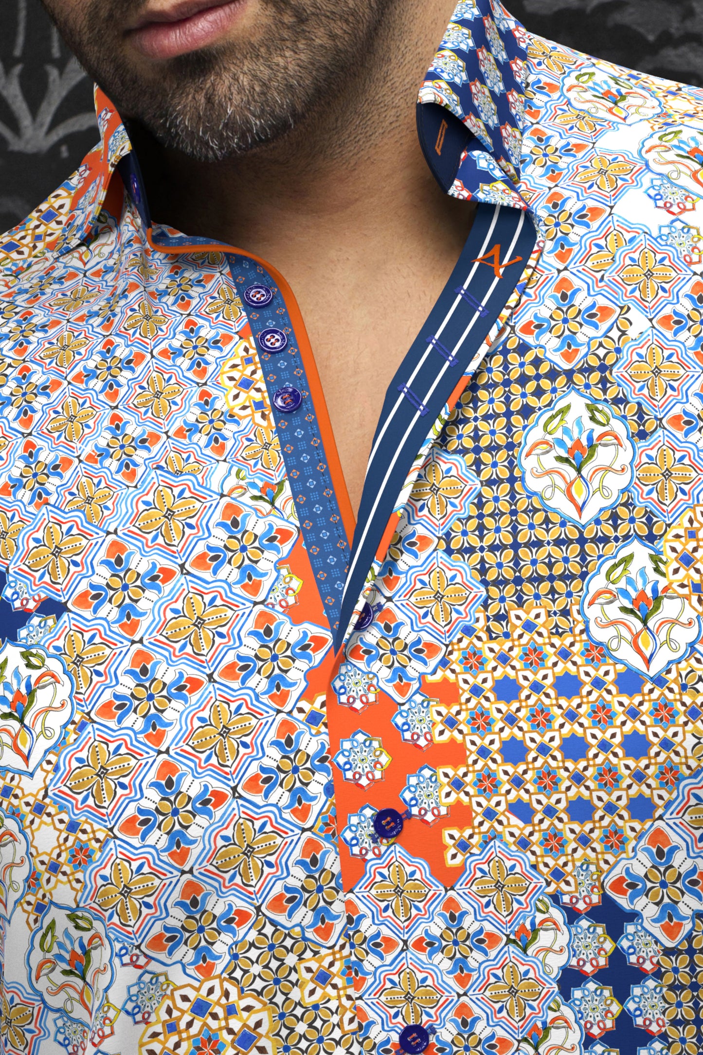 Men Au Noir Woven Shirt Carlson Orange