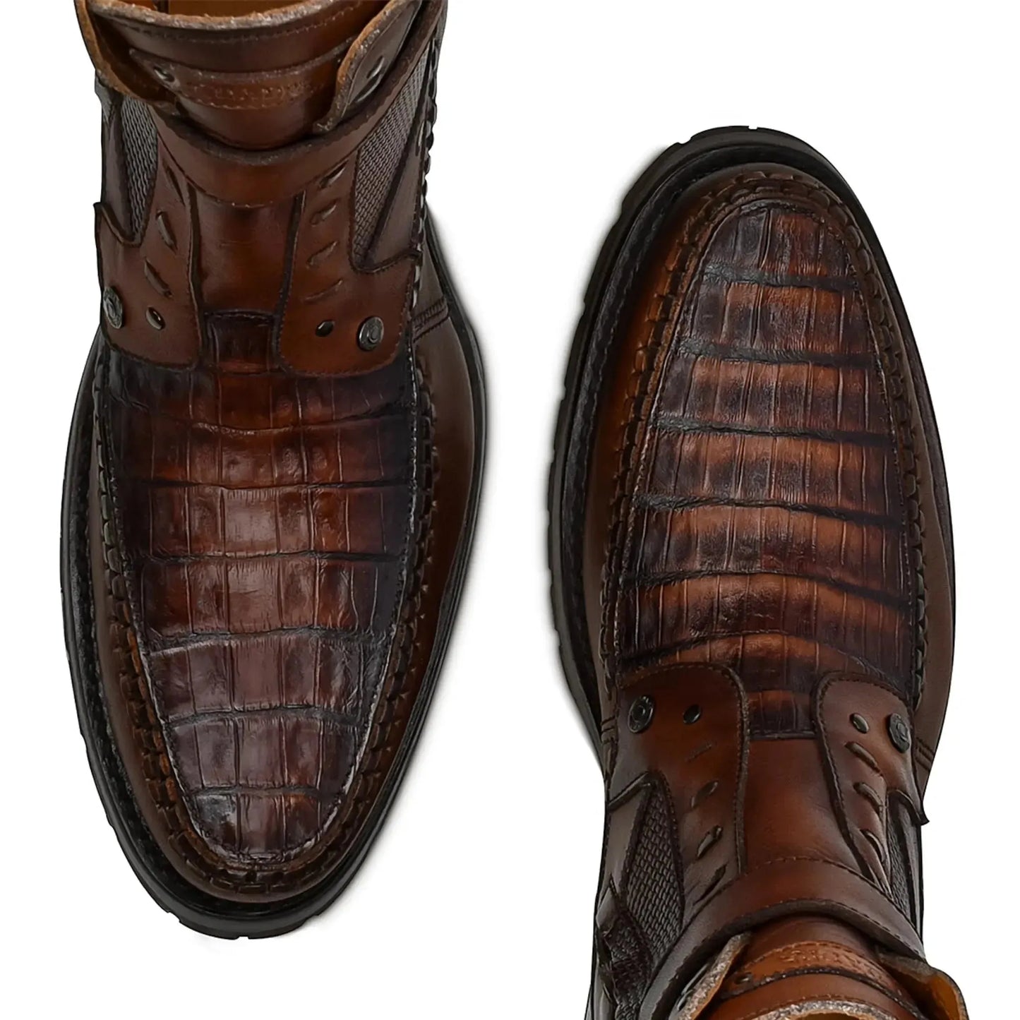 Brown Exotic Skin Boot – Round Toe Men’s Footwear with Zipper - Men Cuadra Boot CU389 - El Rodeo Western Boutique