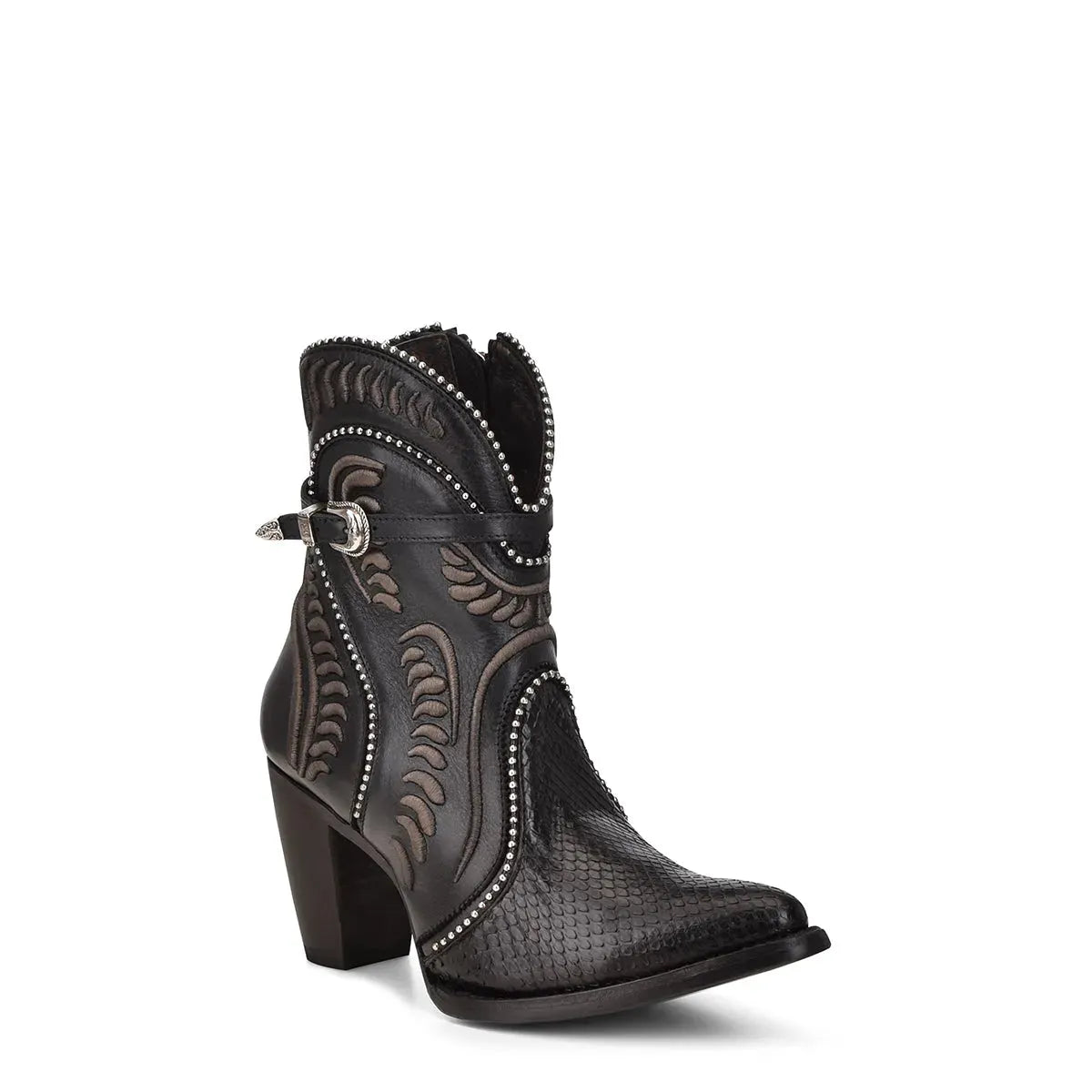 Black Leather Bootie: Embroidered Opulence at Every Step - Women Cuadra Urban Boot CU555 - El Rodeo Western Boutique
