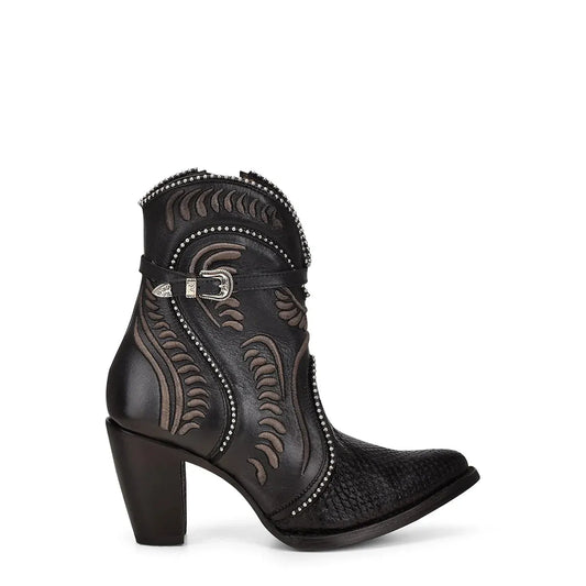 Black Leather Bootie: Embroidered Opulence at Every Step - Women Cuadra Urban Boot CU555 - El Rodeo Western Boutique