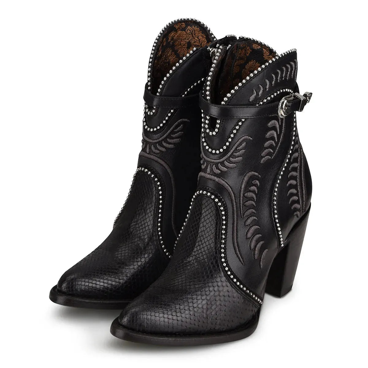 Black Leather Bootie: Embroidered Opulence at Every Step - Women Cuadra Urban Boot CU555 - El Rodeo Western Boutique