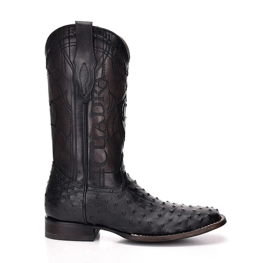 Western Ostrich Boots – Black Leather, Wide Square Toe Men’s Footwear - Men Cuadra Boot CU662 - El Rodeo Western Boutique