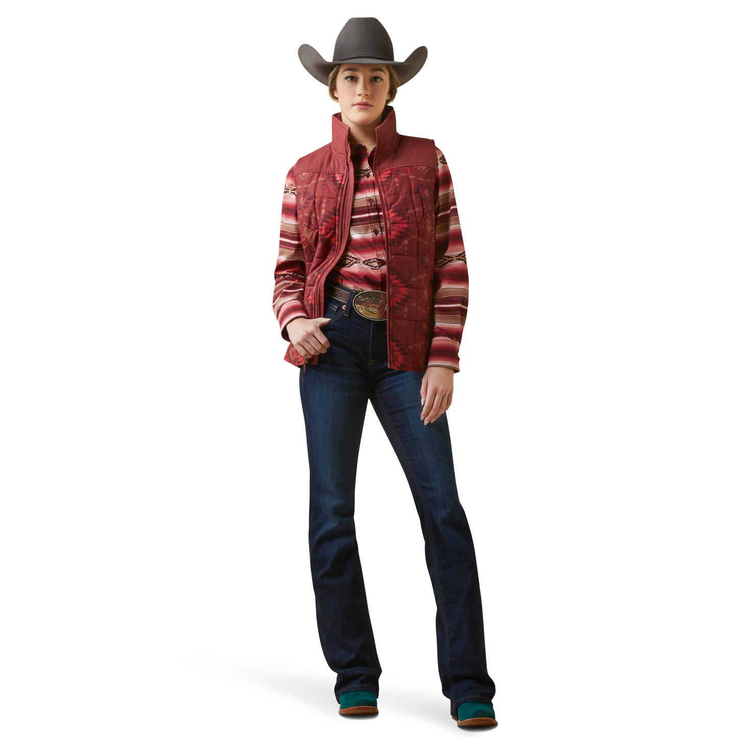 Women Ariat Vest Crius Burn Rose 10046683