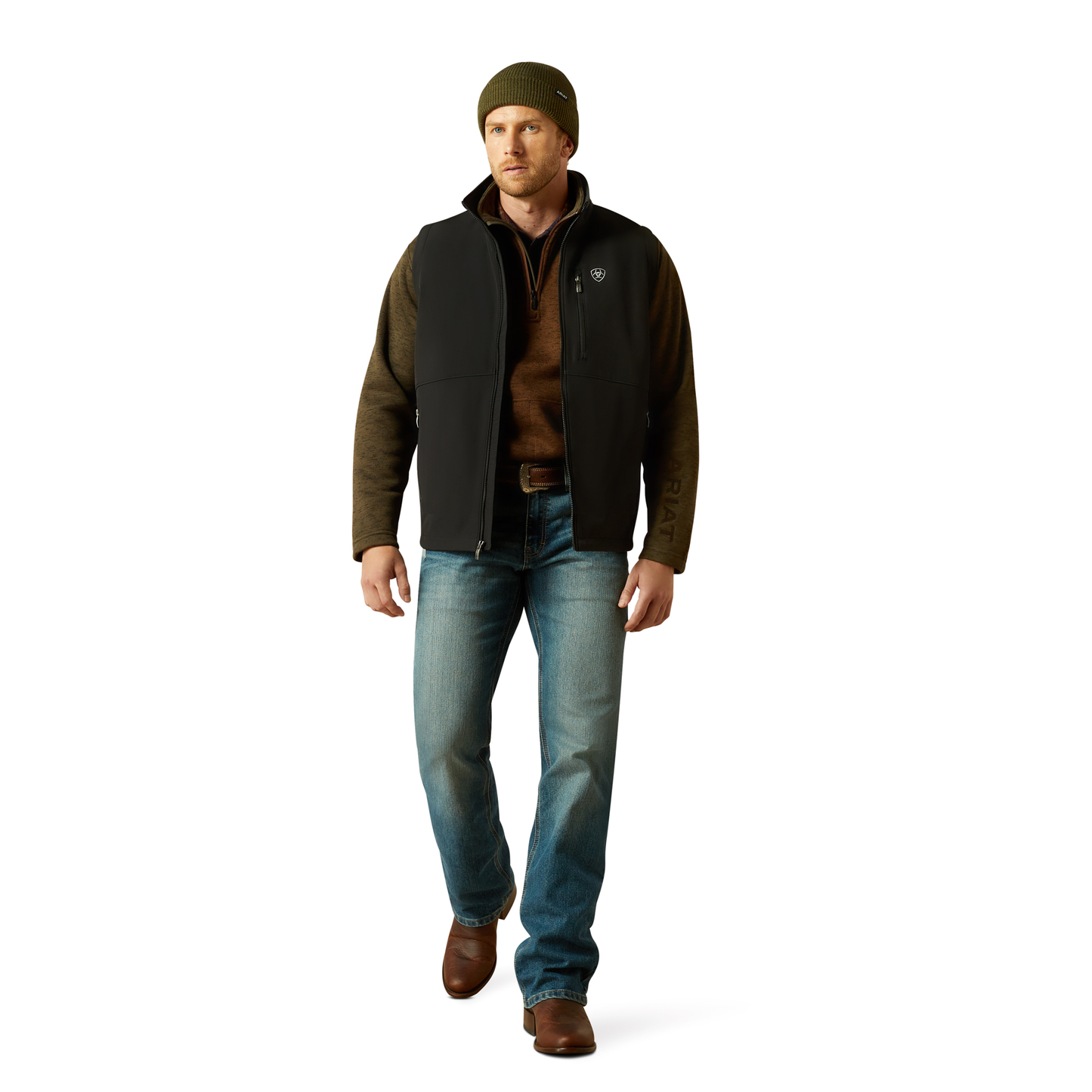 Men Ariat Vest Logo Softshell Black 10062587