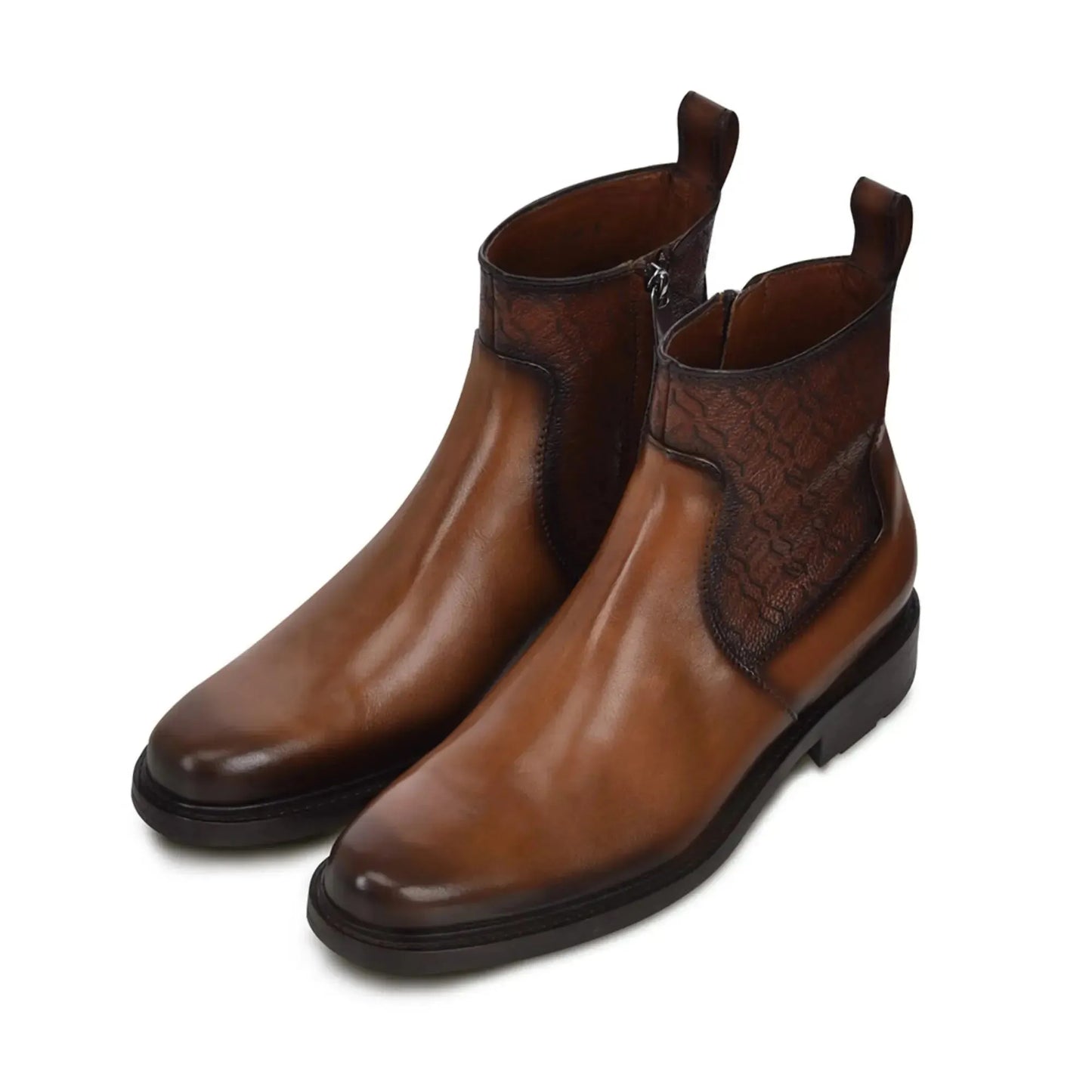 Handcrafted Leather Ankle Boot – Chelsea Style with Round Toe and Laser Edge - Men Franco Cuadra Boot FC630 - El Rodeo Western Boutique