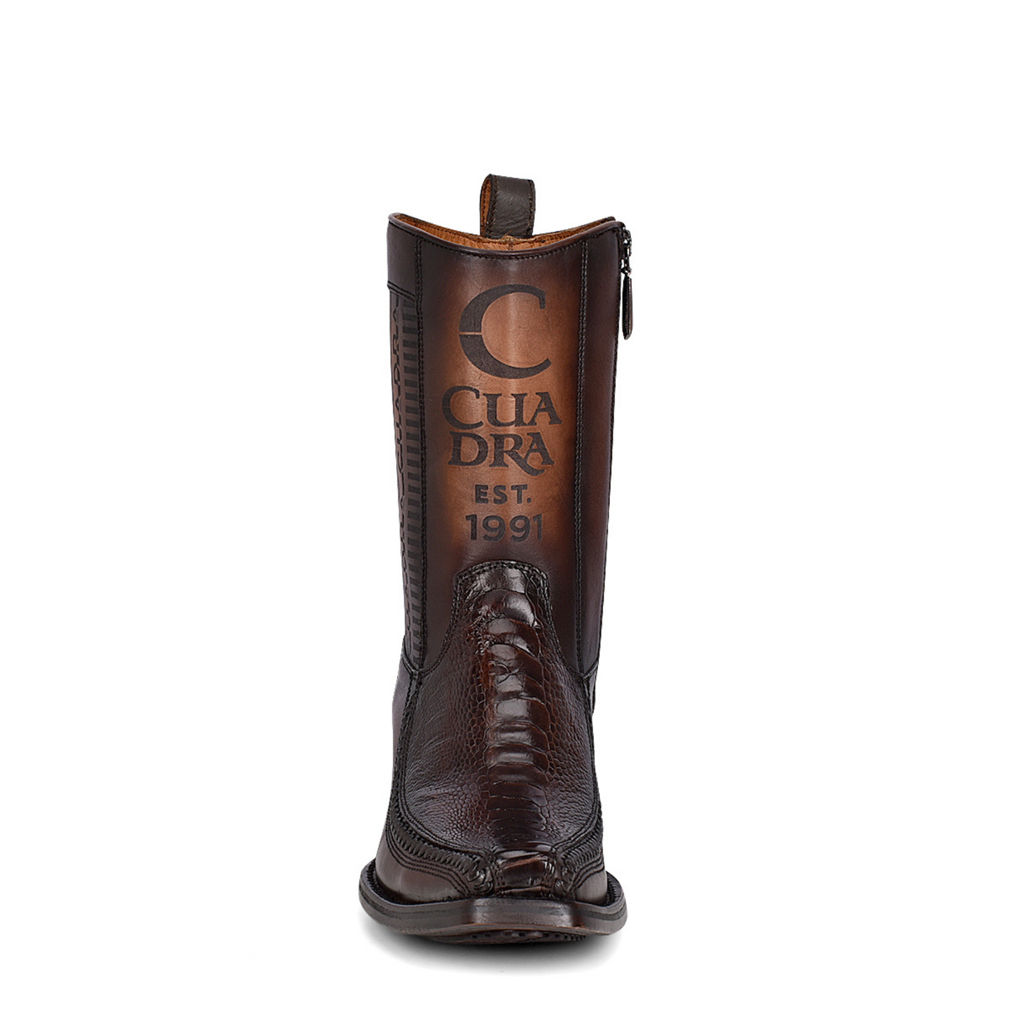 Men’s Exotic Ostrich Boots, Brown Skin Leather with Hook and Eye Closure - Men Cuadra CU631