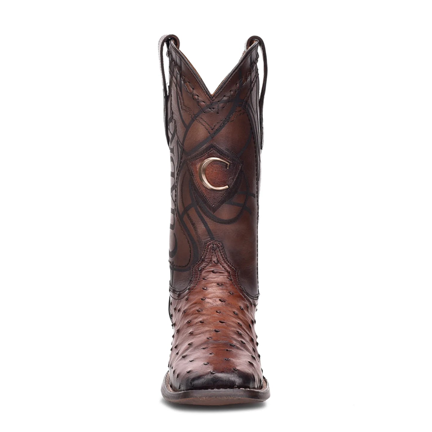 Wide Square Toe Ostrich Boots – Men’s Brown Leather, Calf High Western - Men Cuadra Boot CU457 - El Rodeo Western Boutique