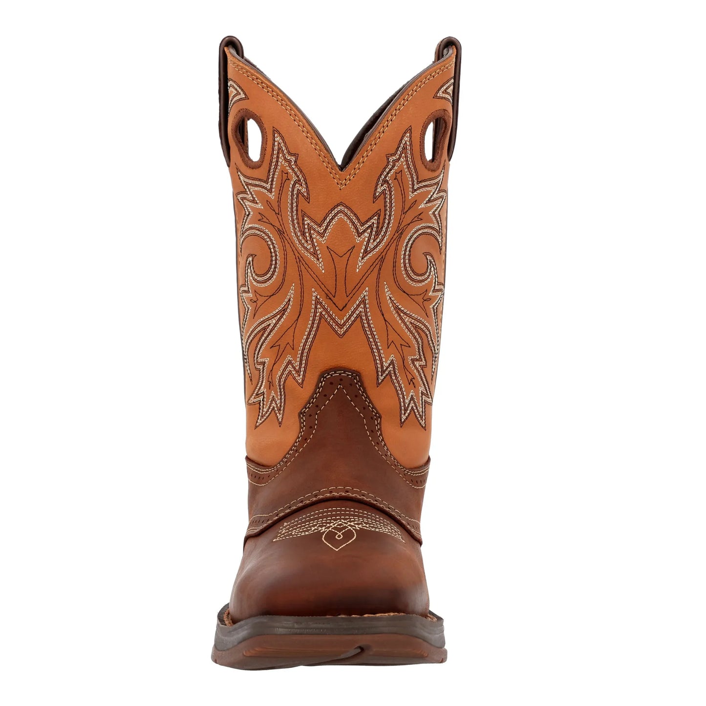 Brown Leather Cowboy Boots – Wide Square Toe, Pull-On, Mid-Calf - Men Durango Boot DB4442 - El Rodeo Western Boutique