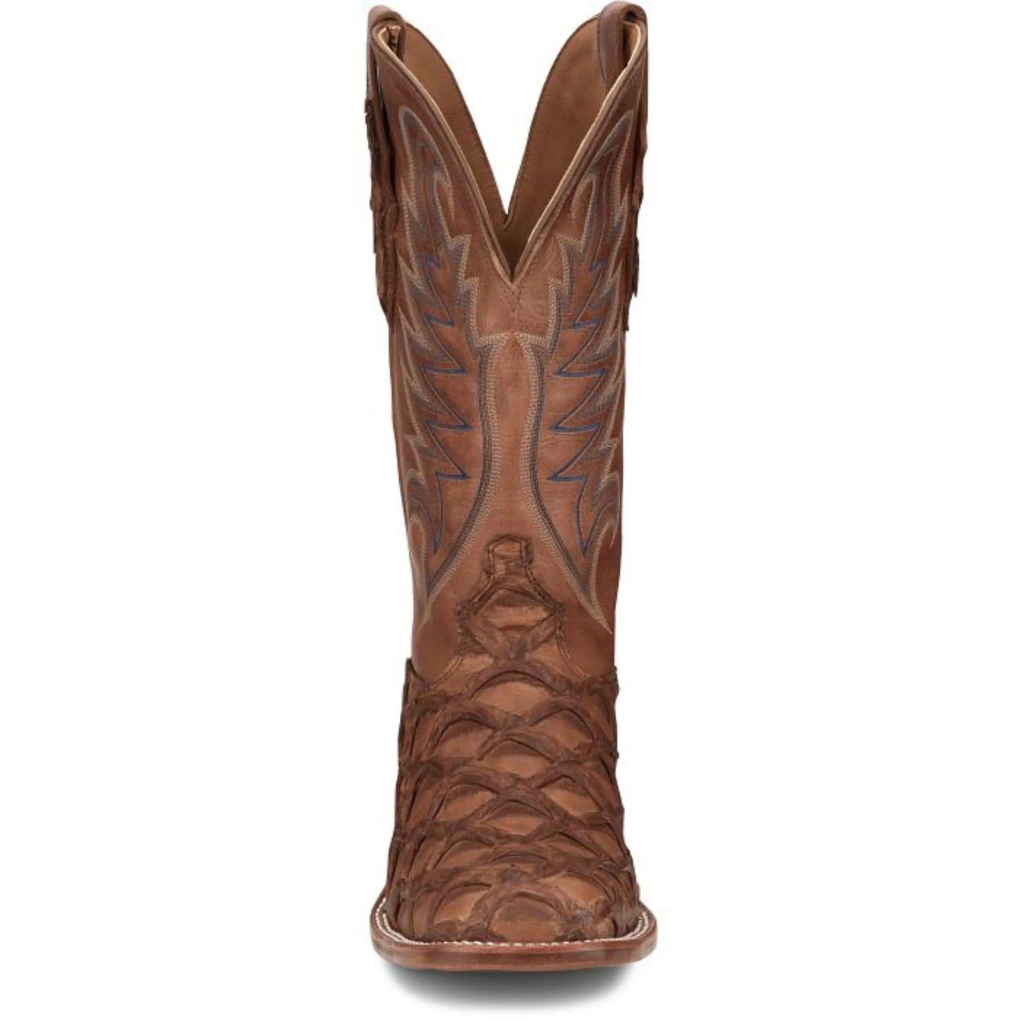 Western Pirarucu Fish Boots – Brown Leather, Square Toe, Pull-Up Straps - Men Tony Lama EP8271 - El Rodeo Western Boutique