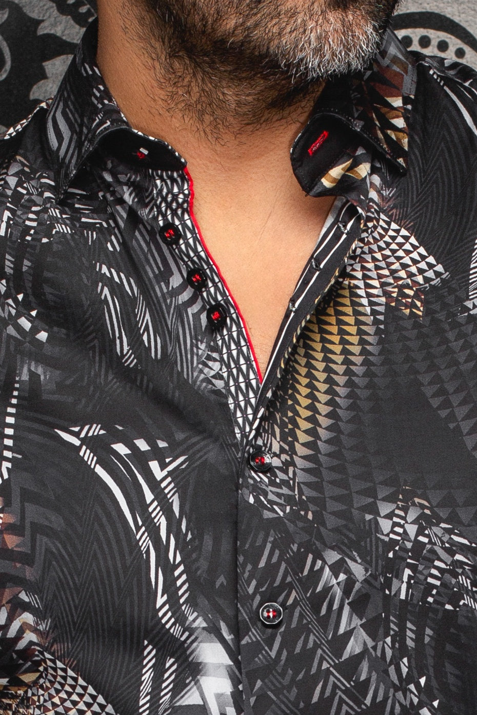 Men Au Noir Woven Shirt Groove Black/Gold