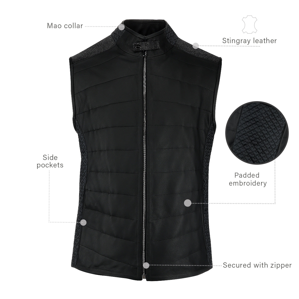 Men Cuadra Stingray Zipper Vest JC355
