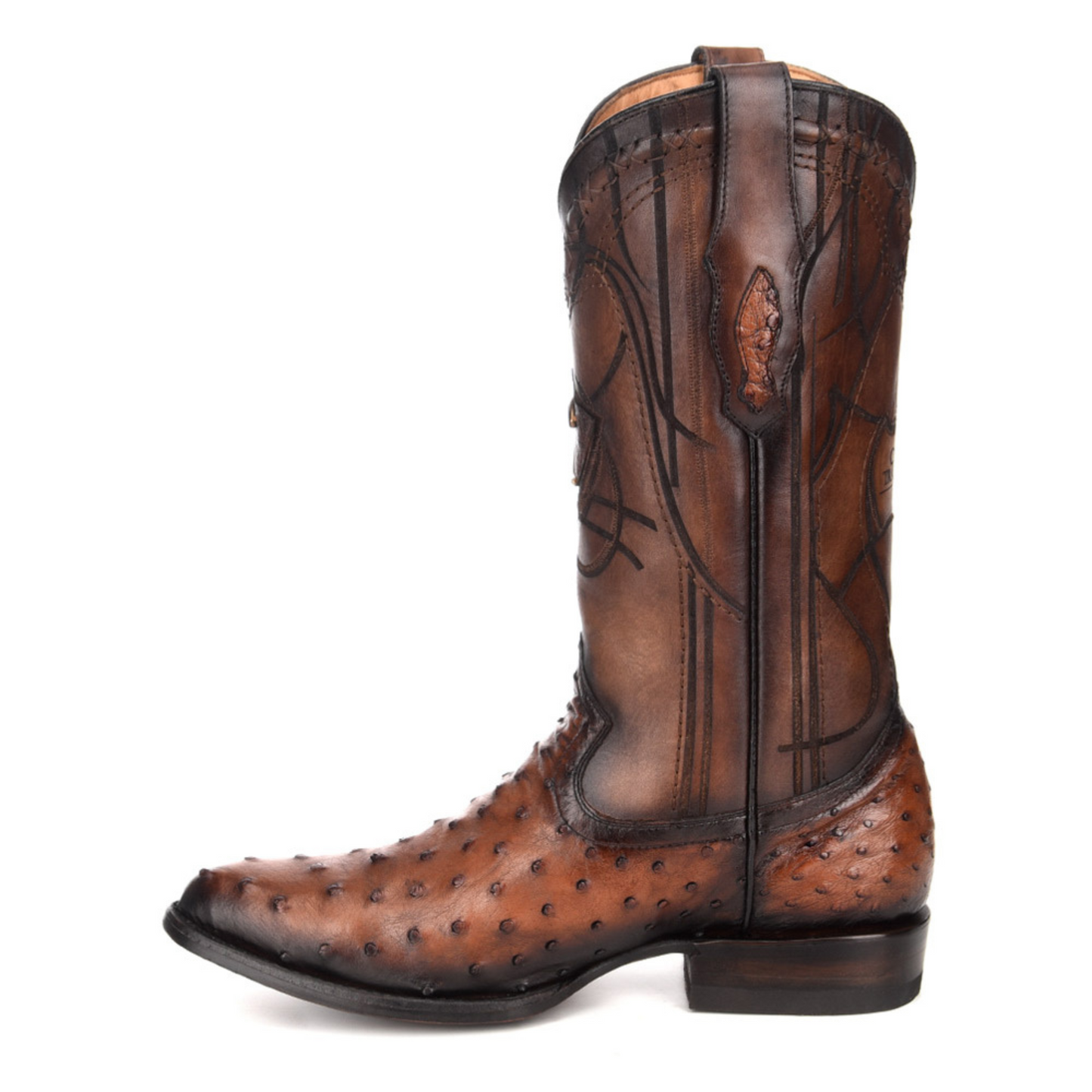 Ostrich Boots for Men, Round Toe - Men Cuadra CU303